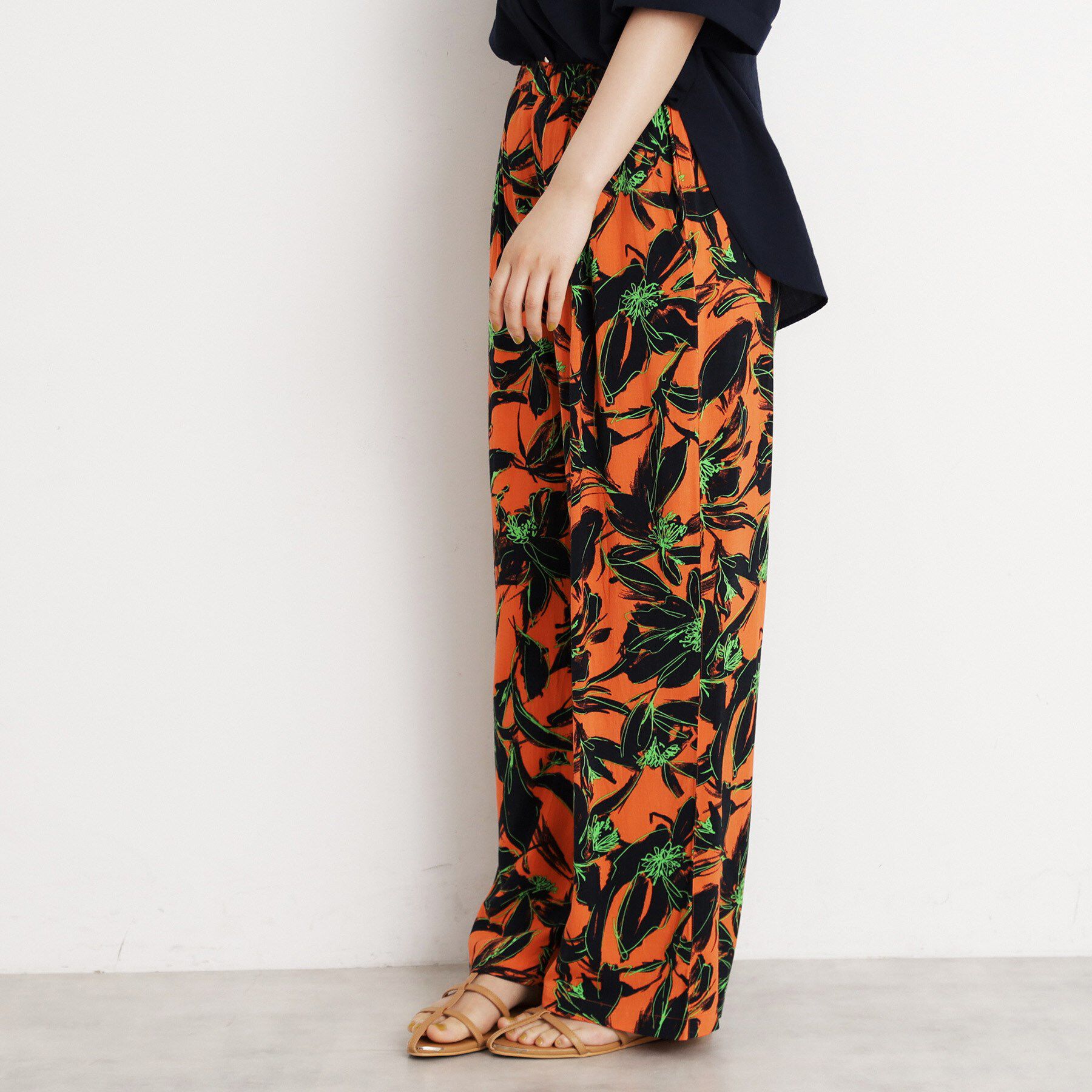 THE SHOP TK「レーヨンリネン総柄ワイドパンツ【洗える】」|その他|