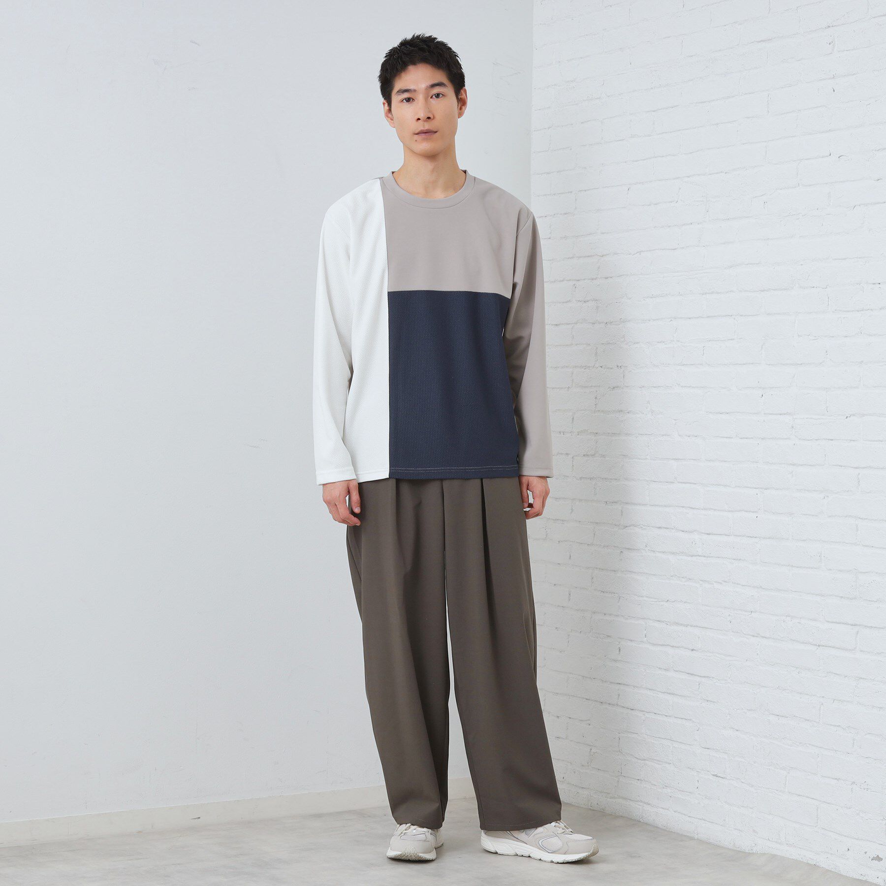 THE SHOP TK「【ちょうどいいカジュアル】パネルブロッキング長袖Tシャツ」|Tシャツ・カットソー|