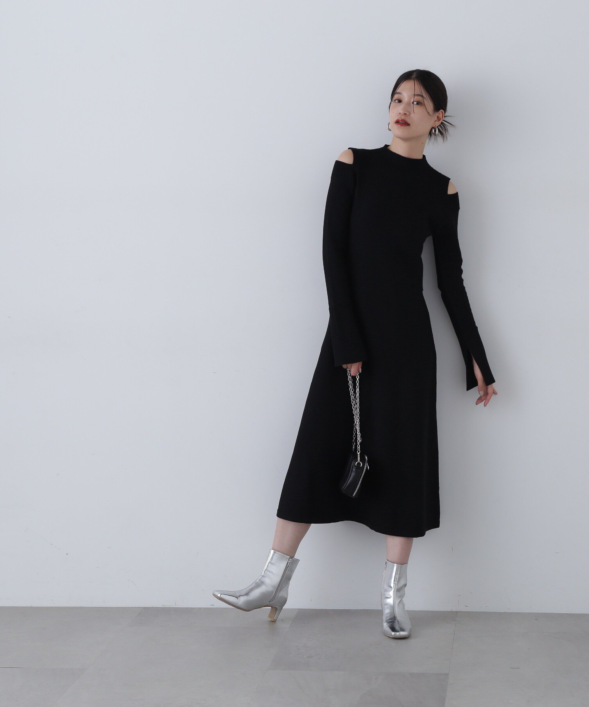  「コールドショルダーニットワンピース」|ワンピース|