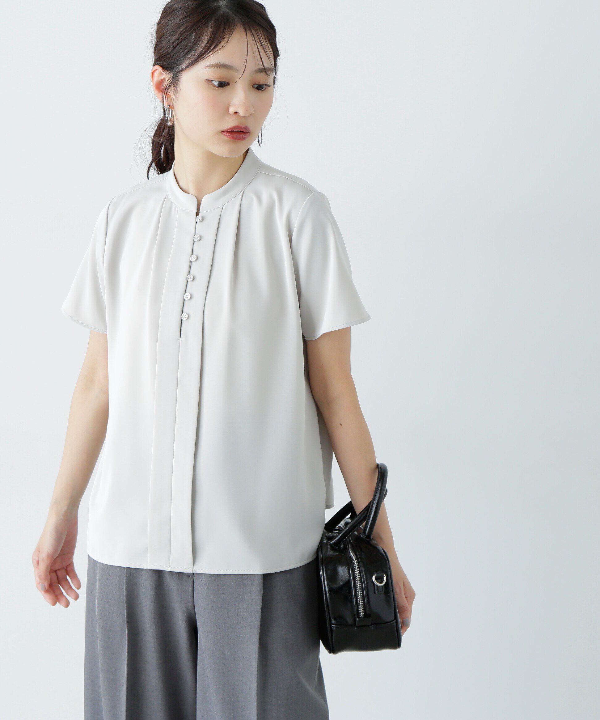  「フロントタックボタンブラウス」|シャツ・ブラウス|