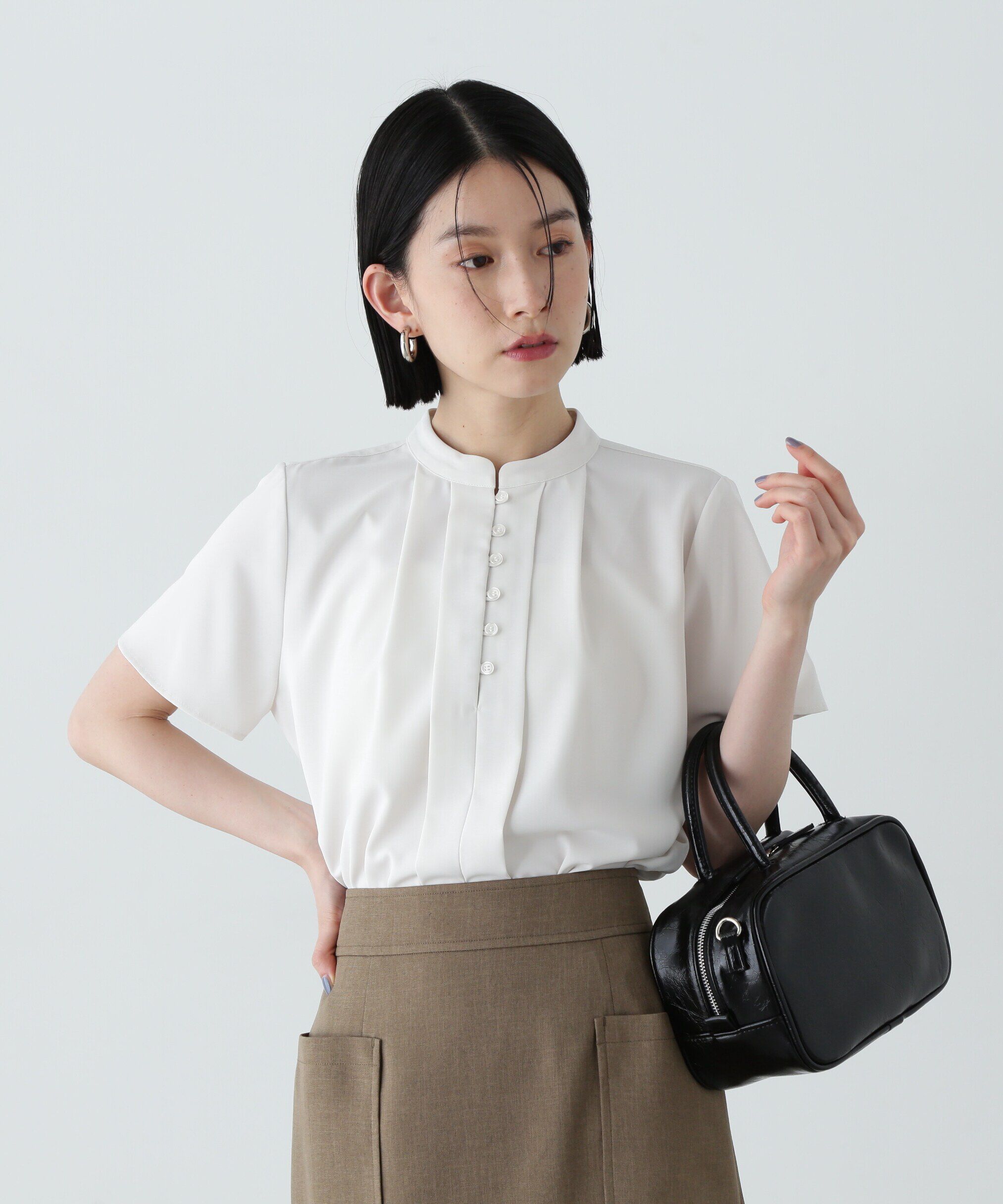  「フロントタックボタンブラウス」|シャツ・ブラウス|