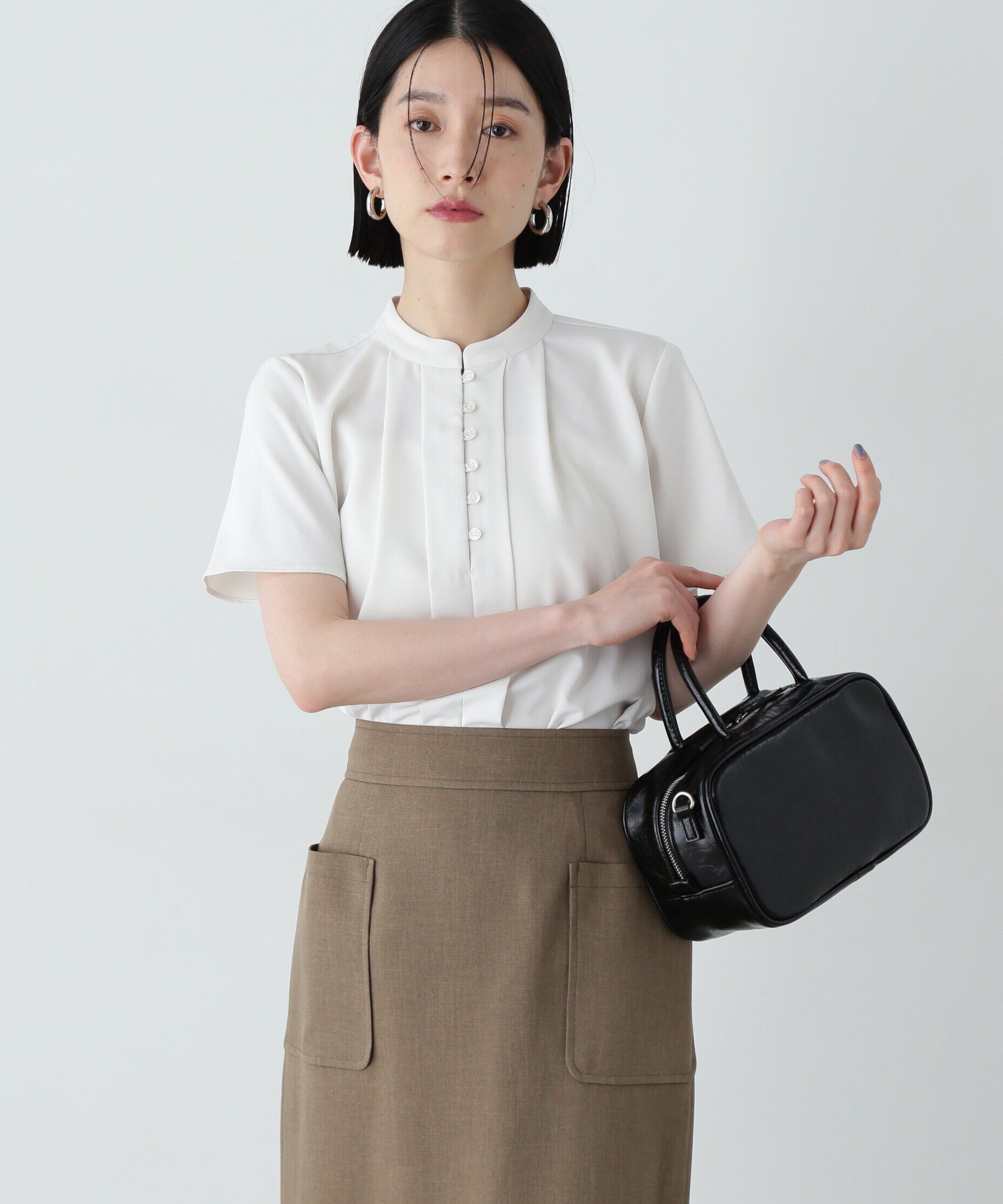  「フロントタックボタンブラウス」|シャツ・ブラウス|