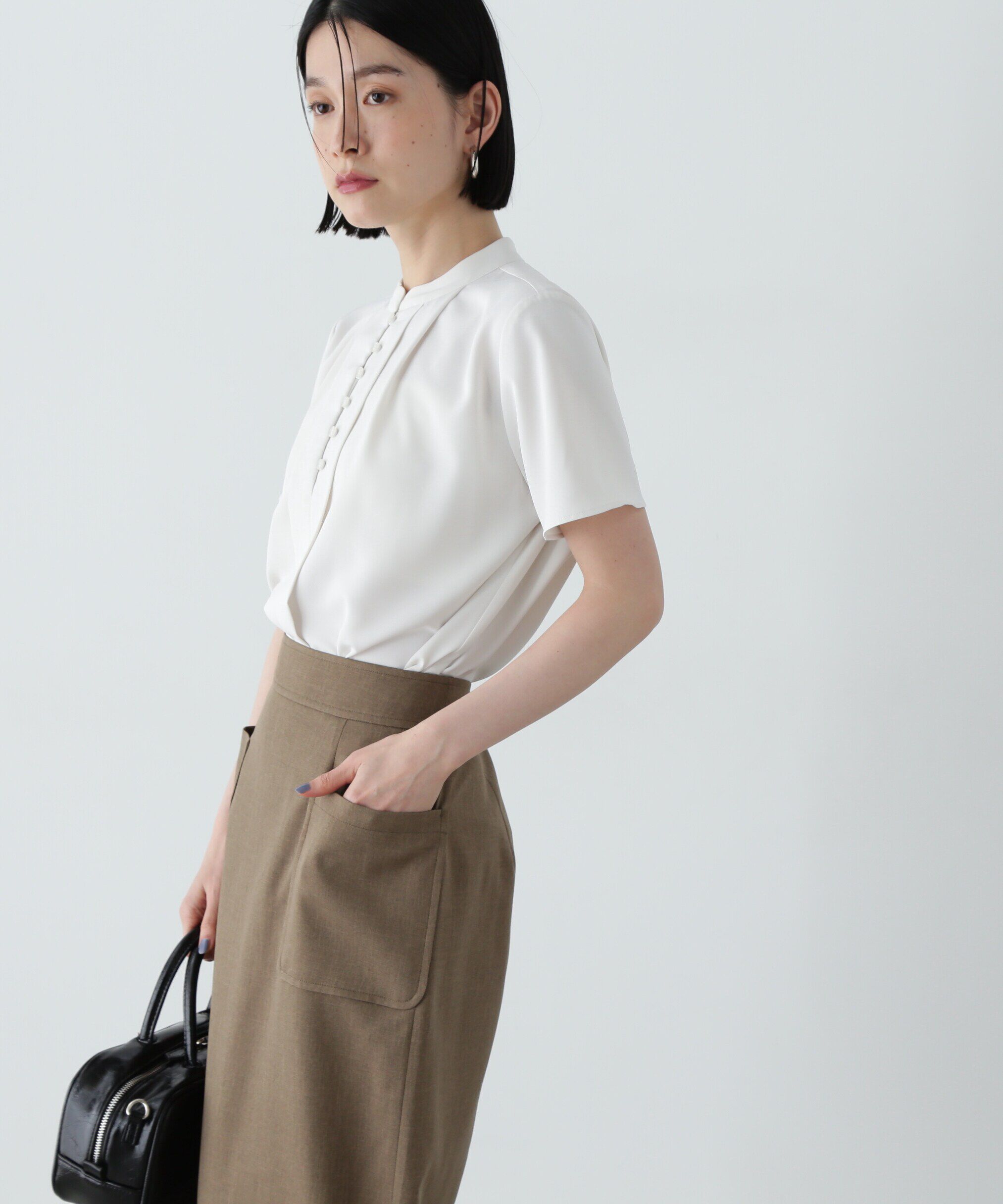  「フロントタックボタンブラウス」|シャツ・ブラウス|