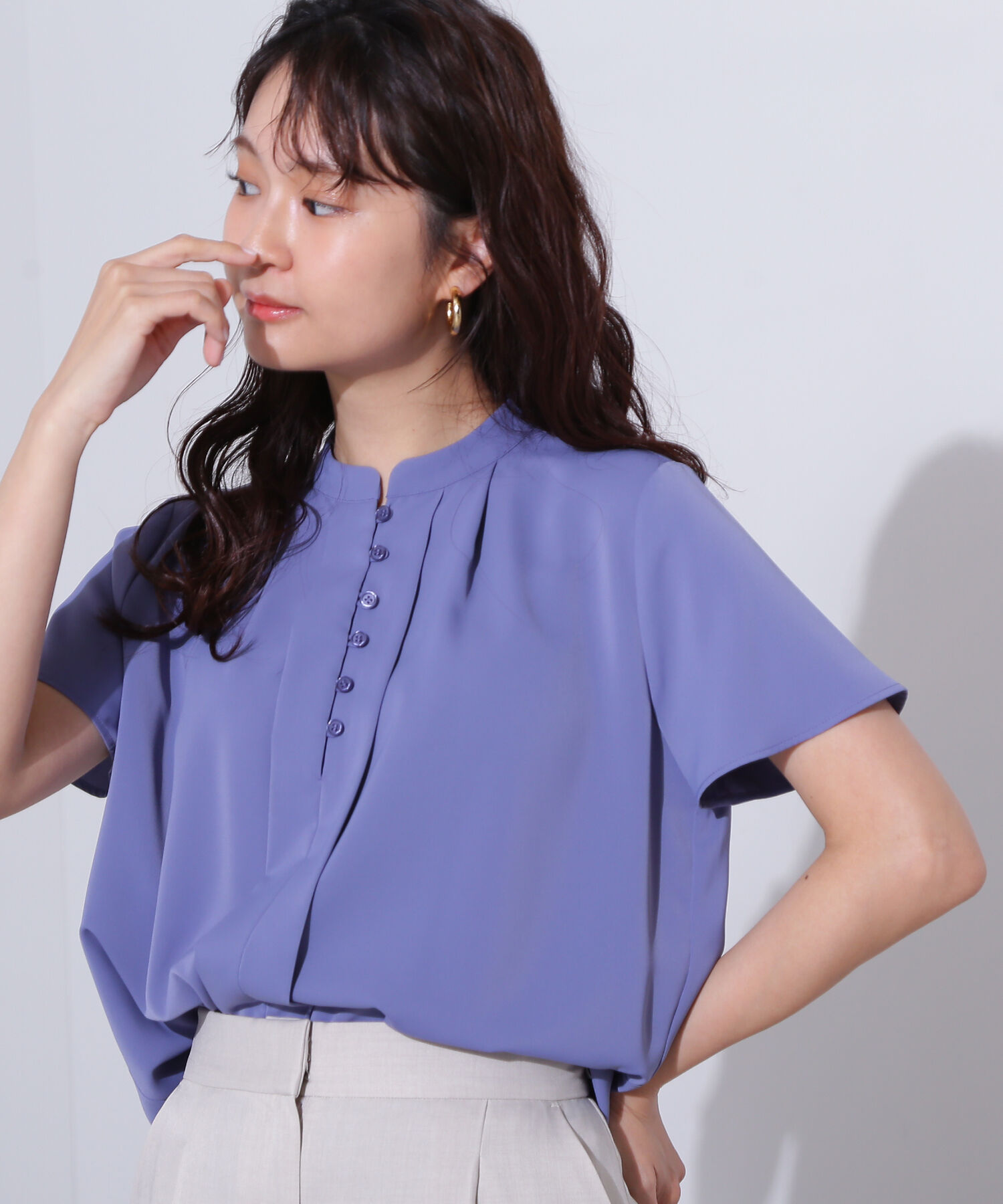  「フロントタックボタンブラウス」|シャツ・ブラウス|