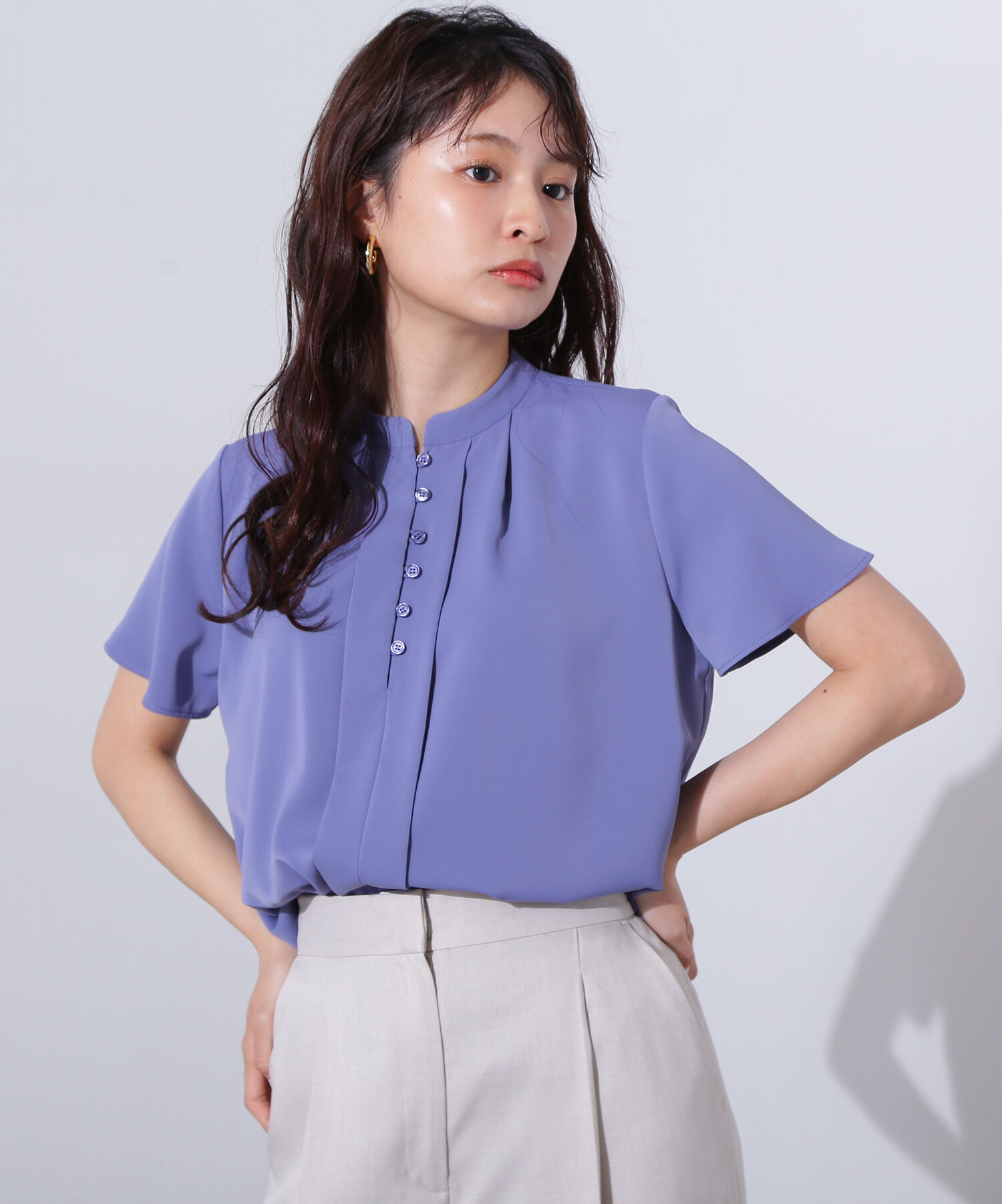  「フロントタックボタンブラウス」|シャツ・ブラウス|