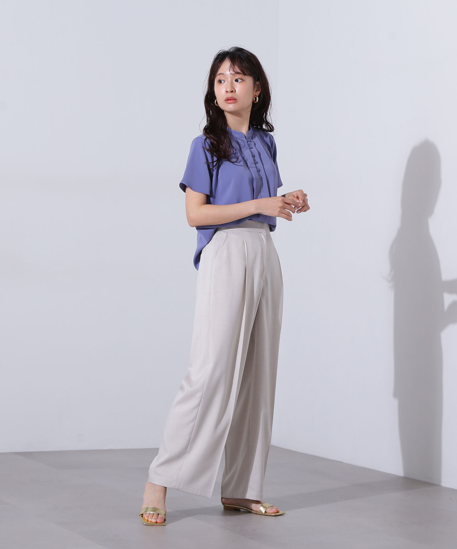  「フロントタックボタンブラウス」|シャツ・ブラウス|