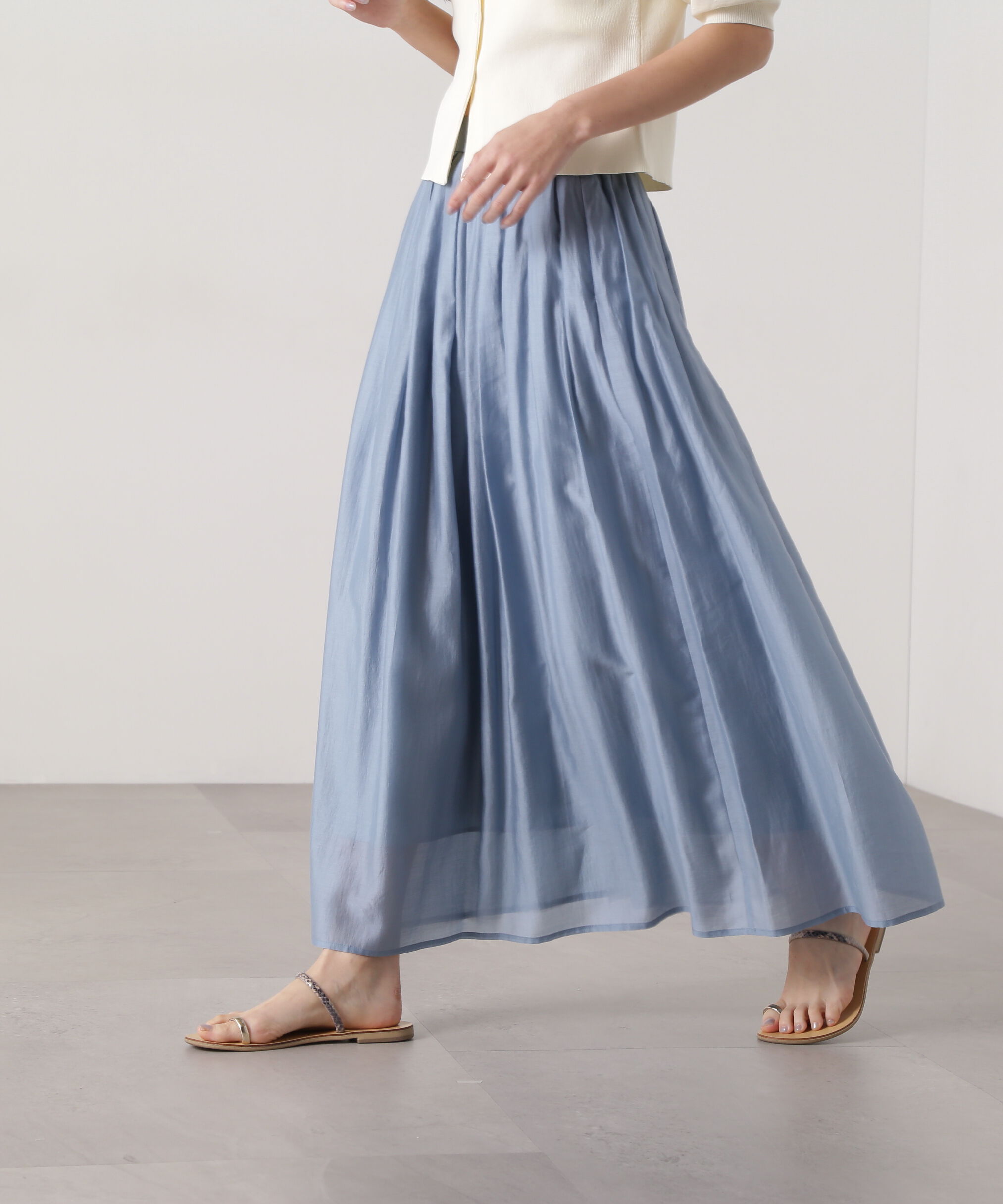  「シアーローンタックフレアスカート」|スカート|ブルー