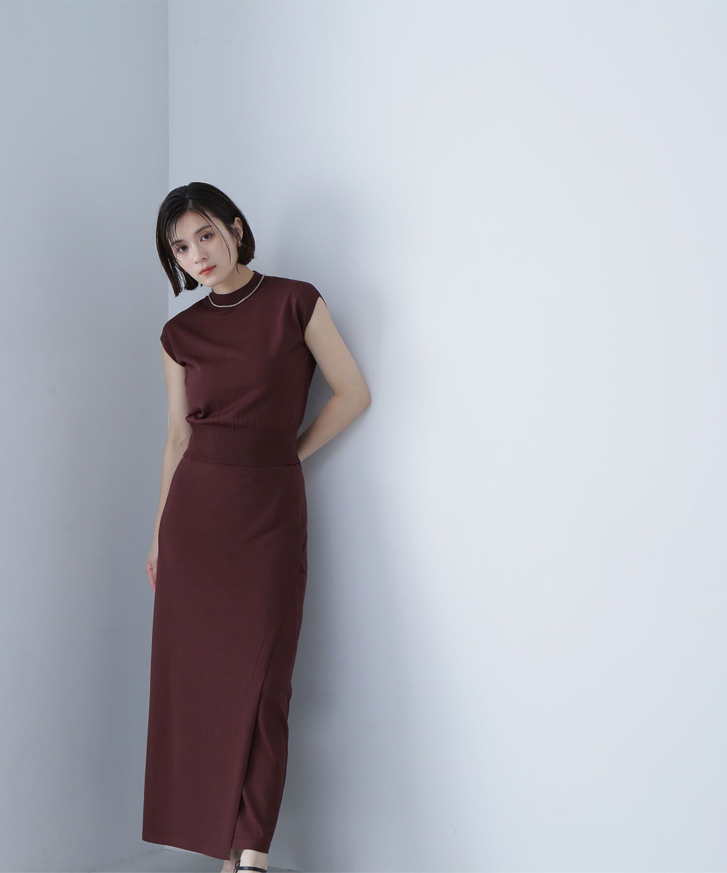  「ニットセットアップ」|ワンピース|ダークブラウ 1