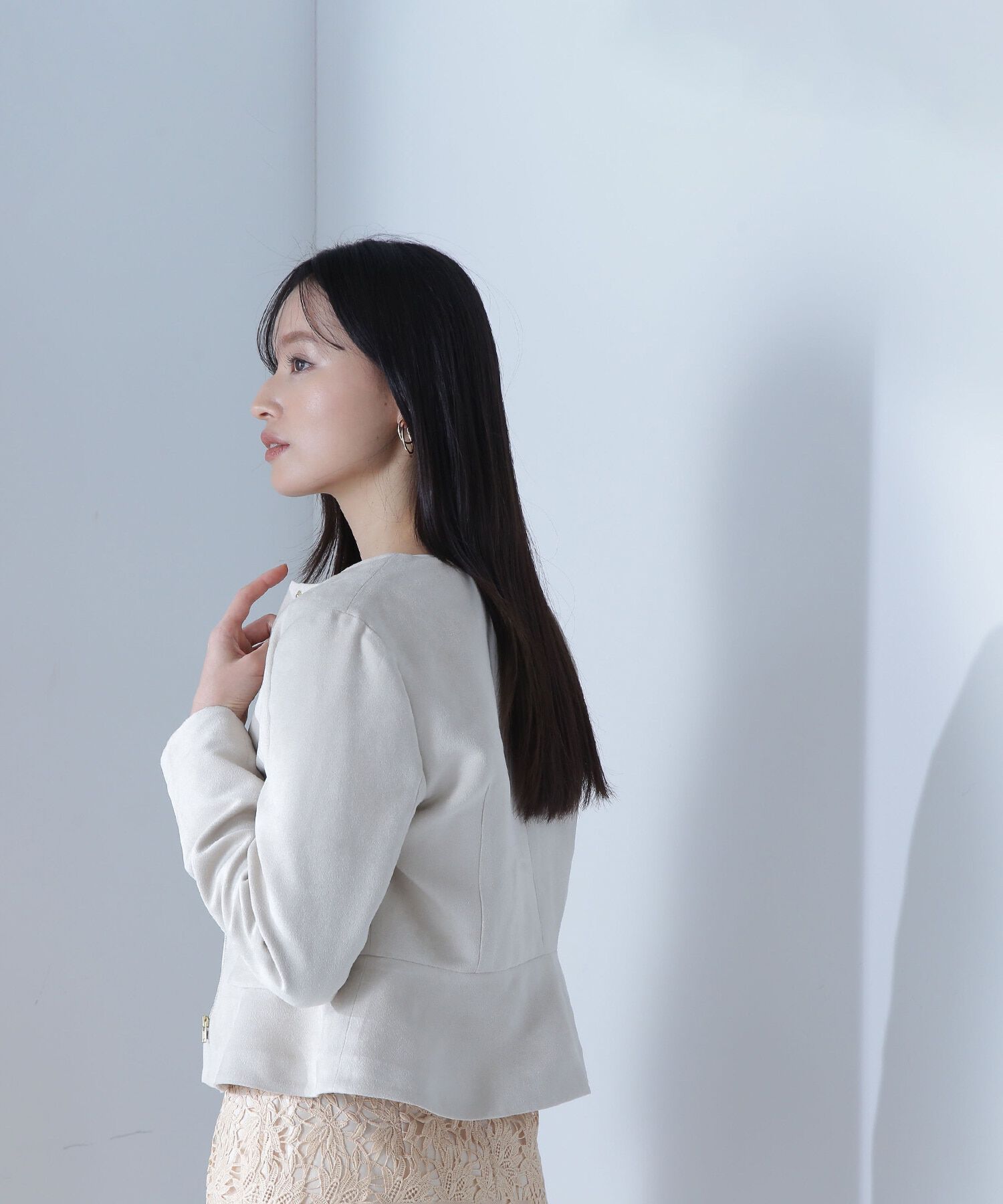  「フェイクスウェードペプラムブルゾン」|ブルゾン・スタジャン|