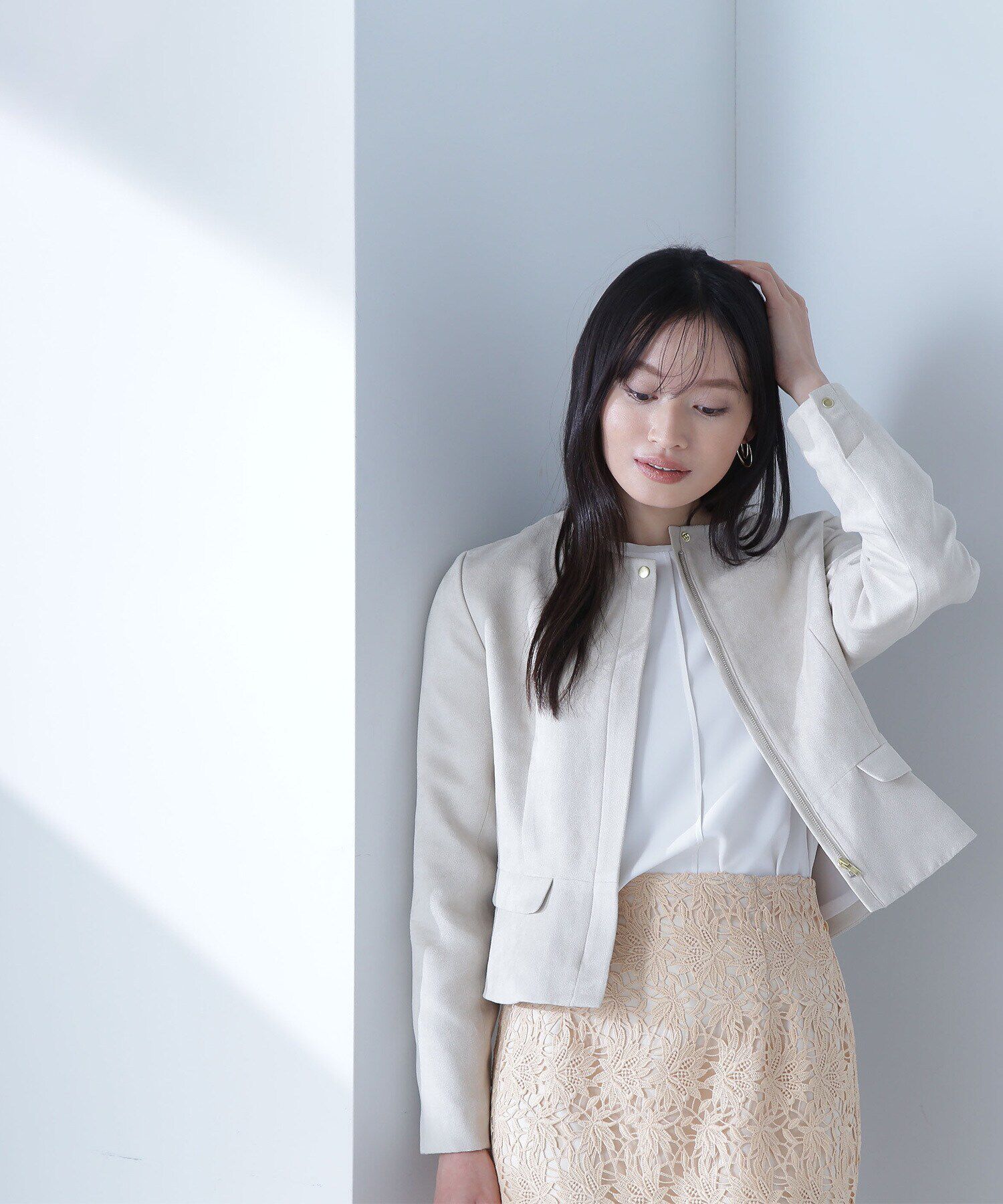  「フェイクスウェードペプラムブルゾン」|ブルゾン・スタジャン|