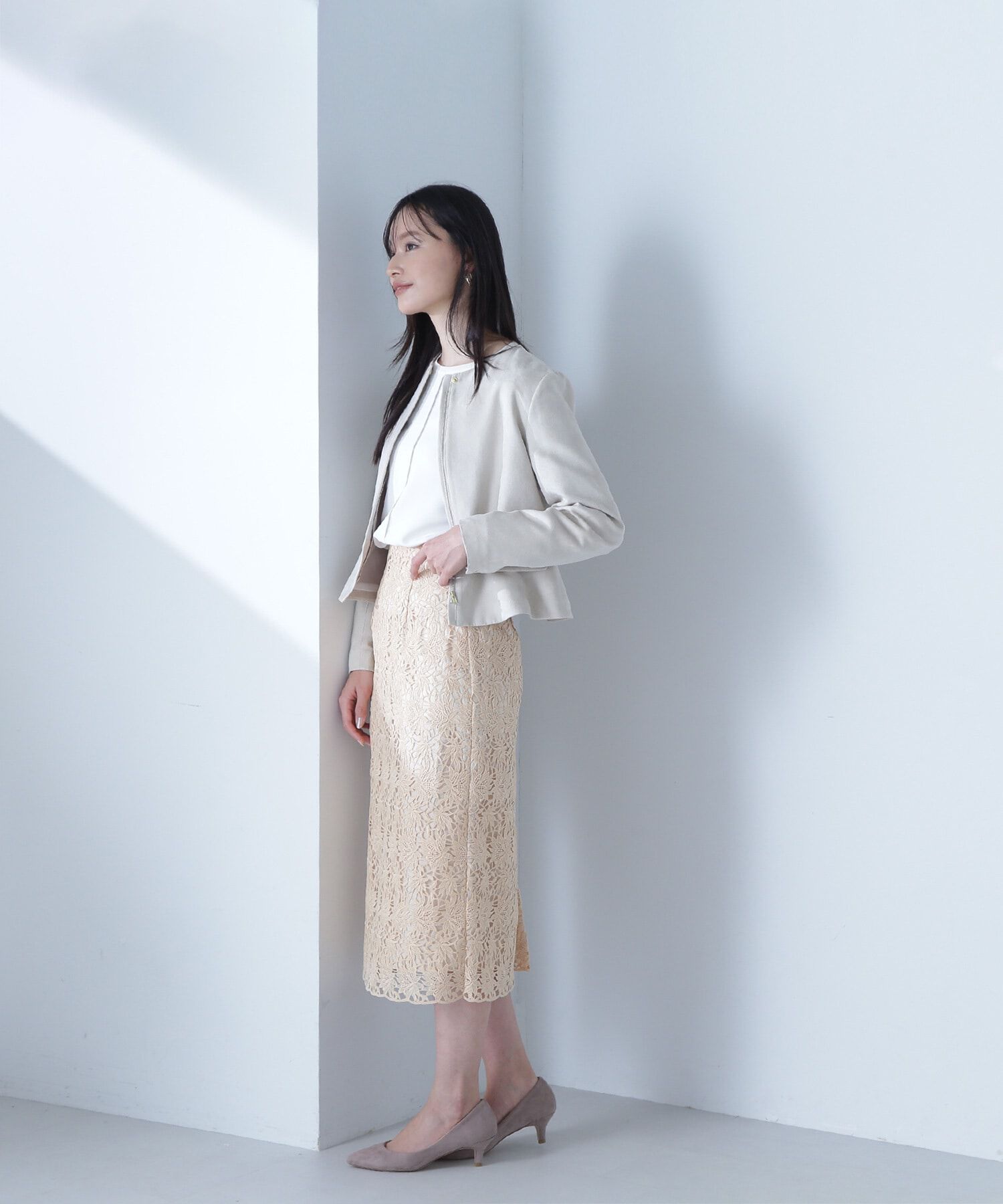  「フェイクスウェードペプラムブルゾン」|ブルゾン・スタジャン|