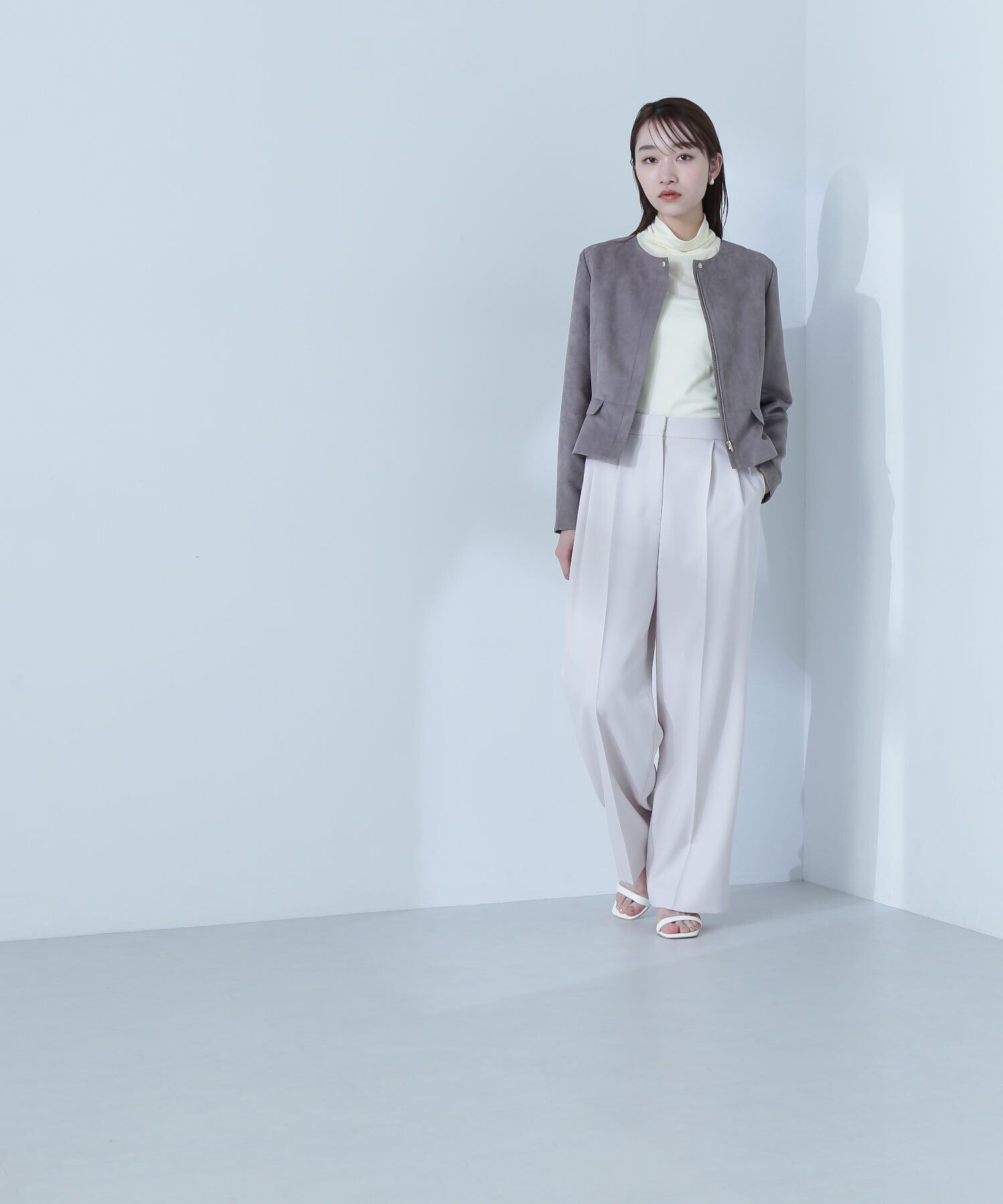  「フェイクスウェードペプラムブルゾン」|ブルゾン・スタジャン|