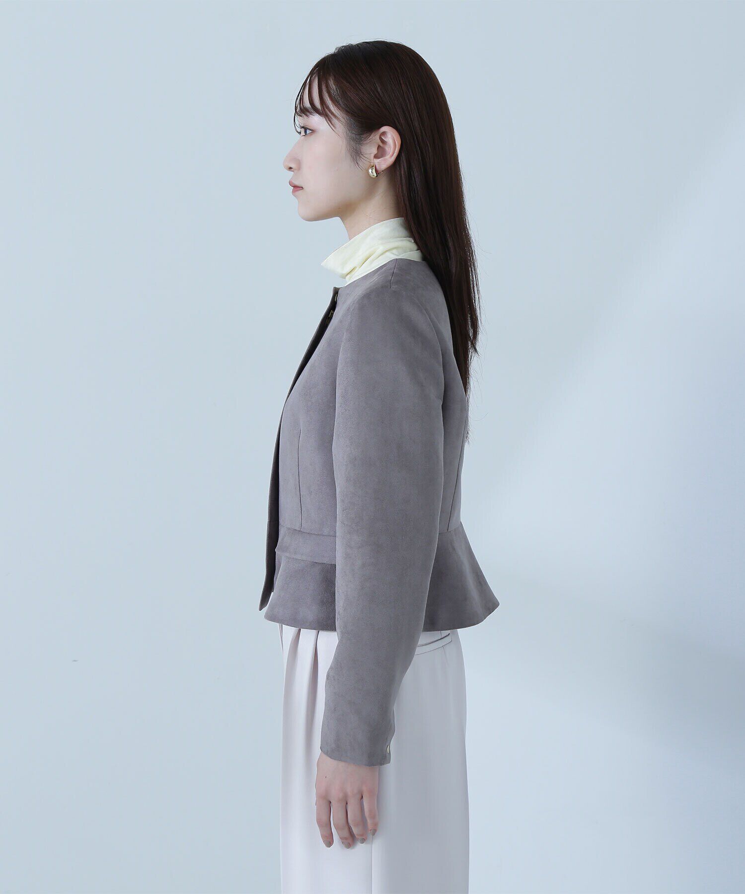  「フェイクスウェードペプラムブルゾン」|ブルゾン・スタジャン|