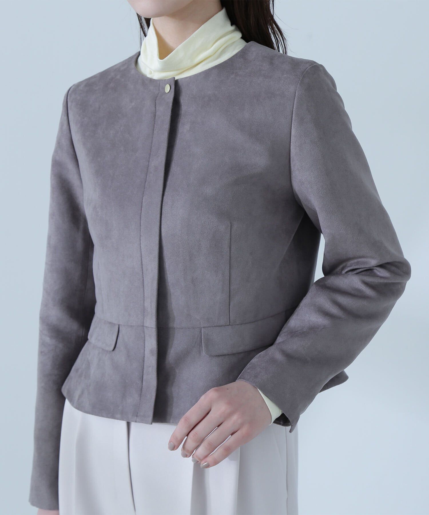  「フェイクスウェードペプラムブルゾン」|ブルゾン・スタジャン|