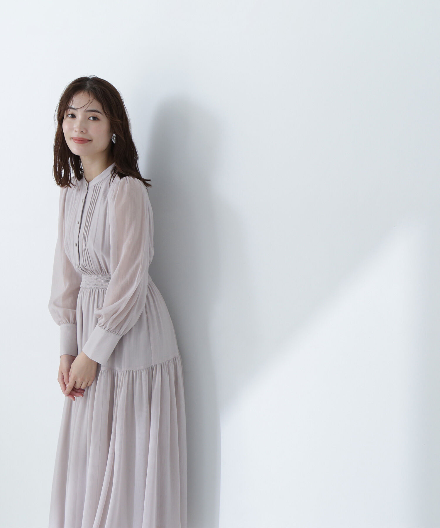  「シアー楊柳ギャザーワンピース」|ワンピース|ベージュ3