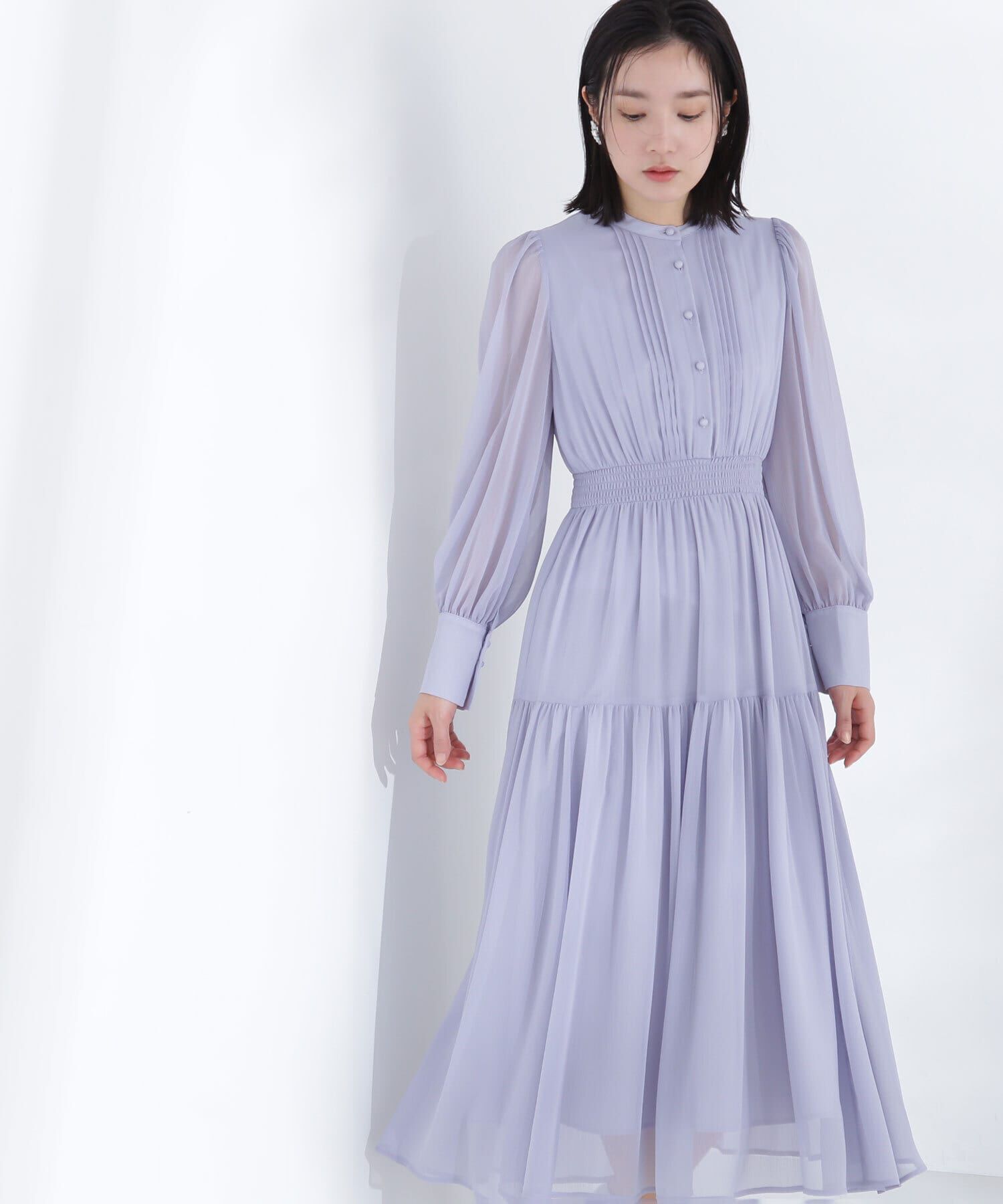  「シアー楊柳ギャザーワンピース」|ワンピース|