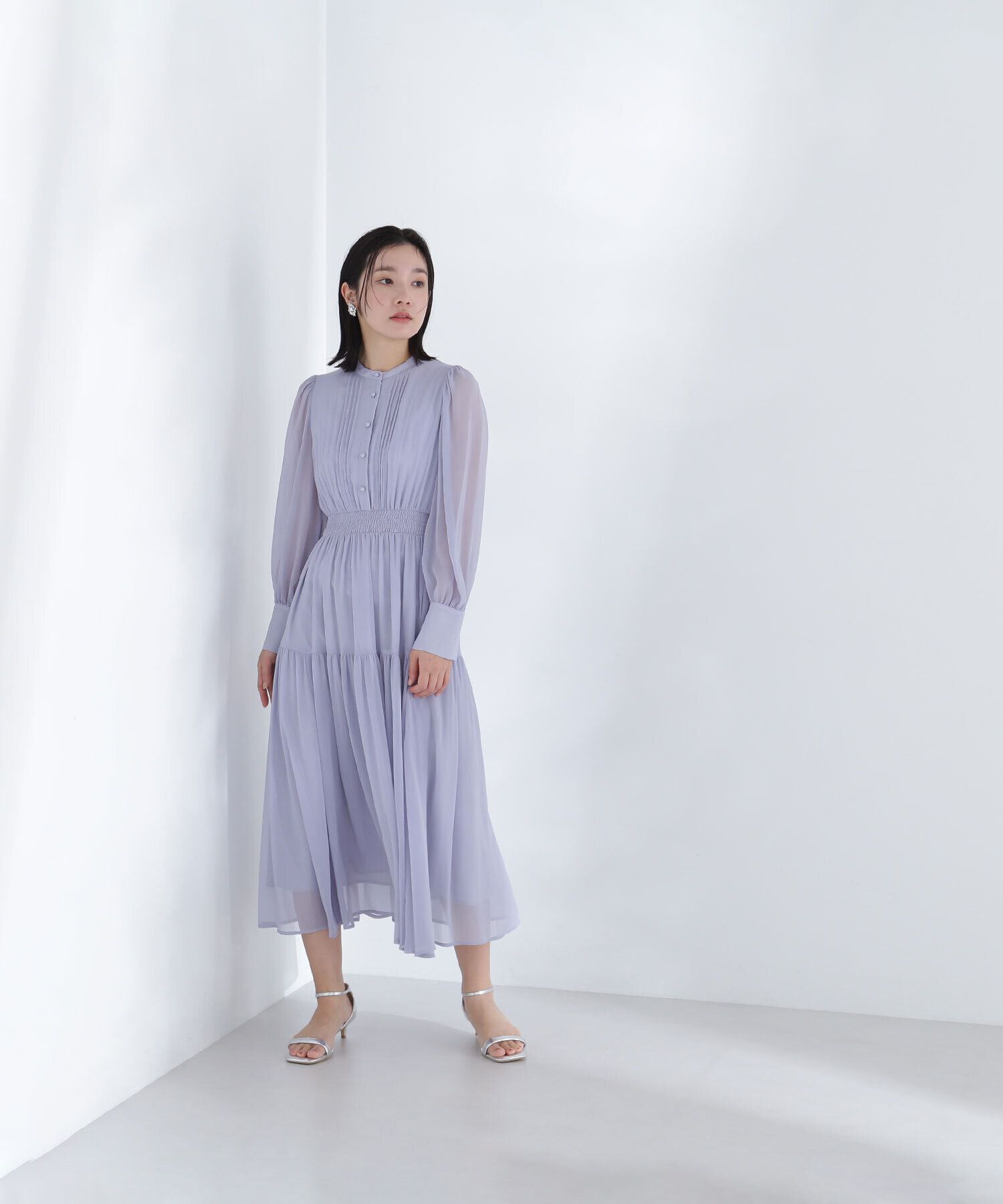  「シアー楊柳ギャザーワンピース」|ワンピース|
