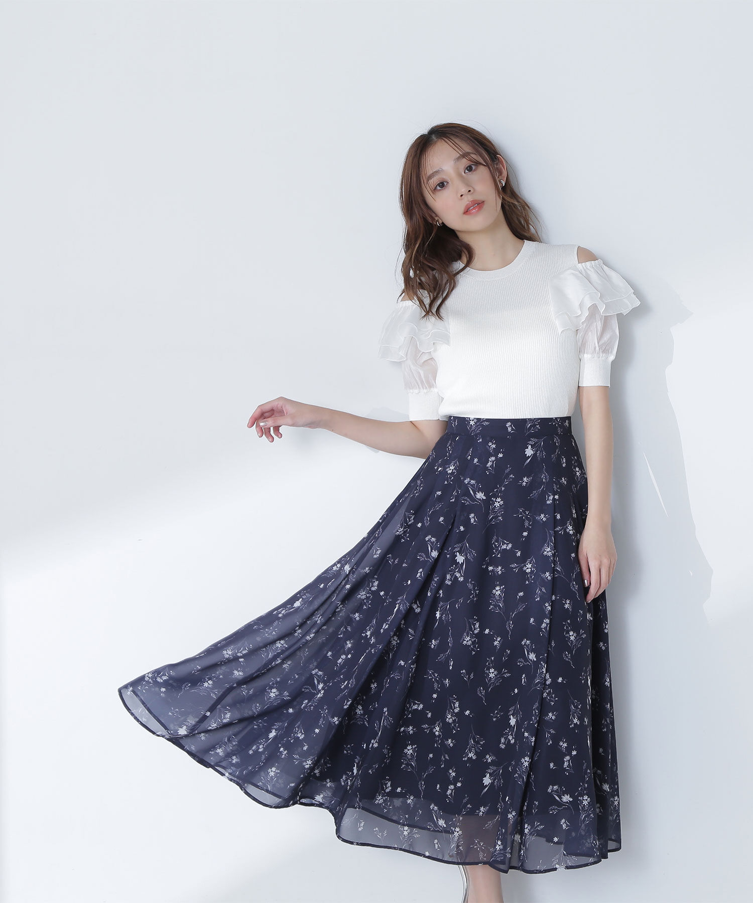  「フラワーシフォンフレアスカート」|スカート|