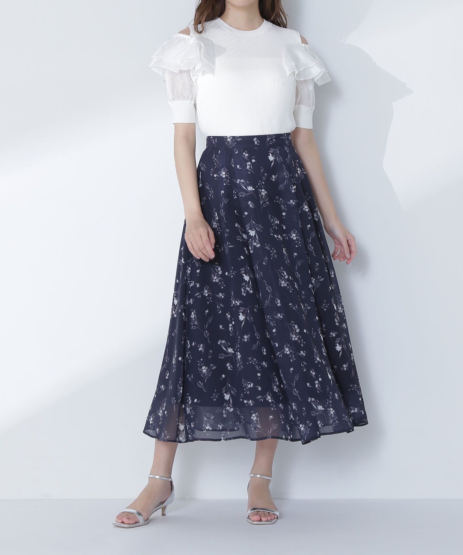  「フラワーシフォンフレアスカート」|スカート|