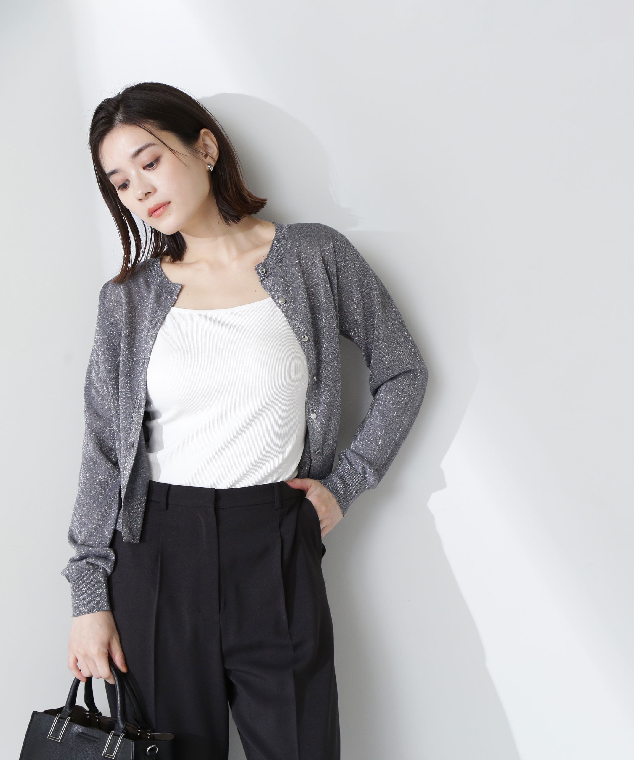  「ラメシアーベーシックカーディガン」|ニット・セーター|