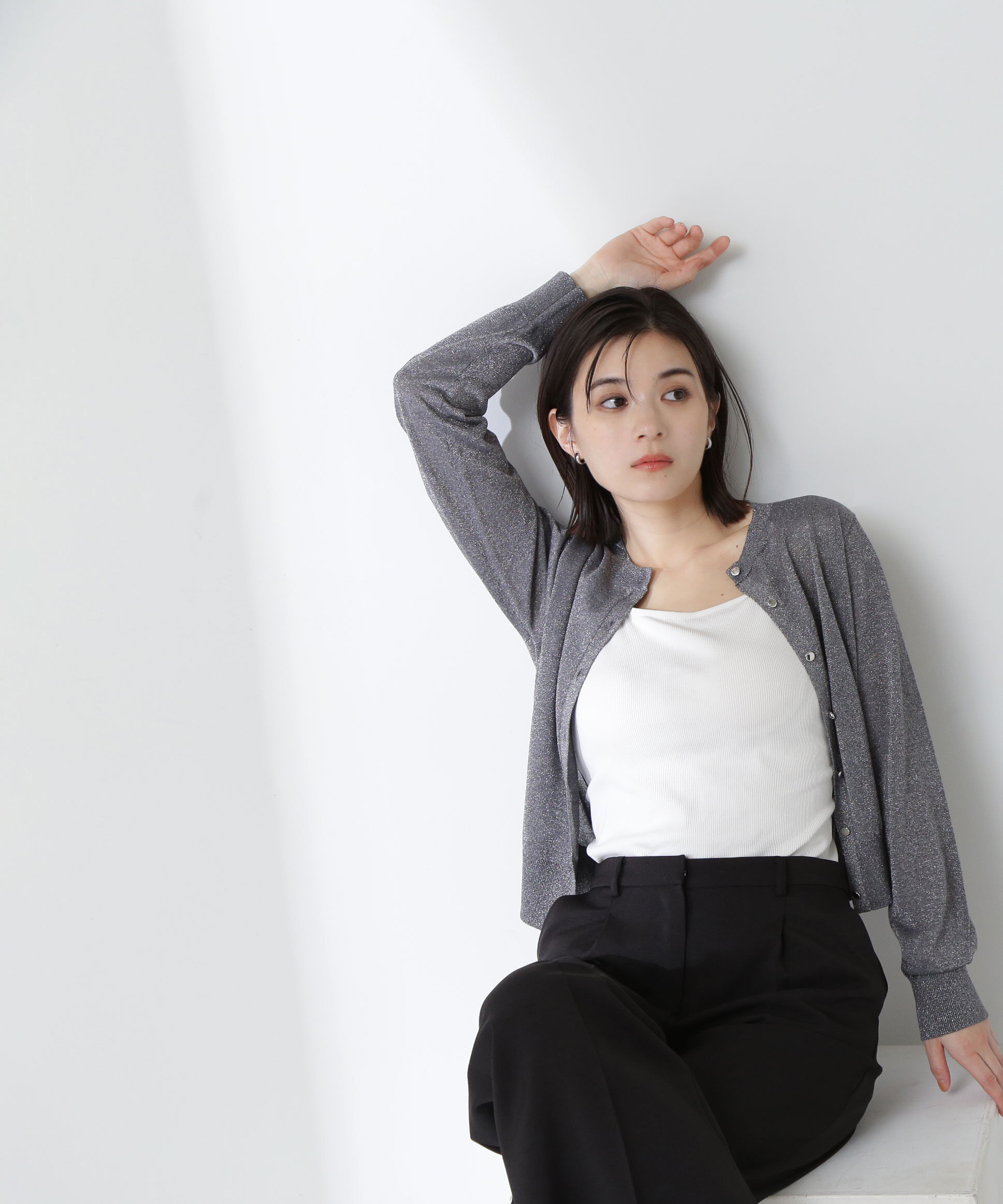  「ラメシアーベーシックカーディガン」|ニット・セーター|