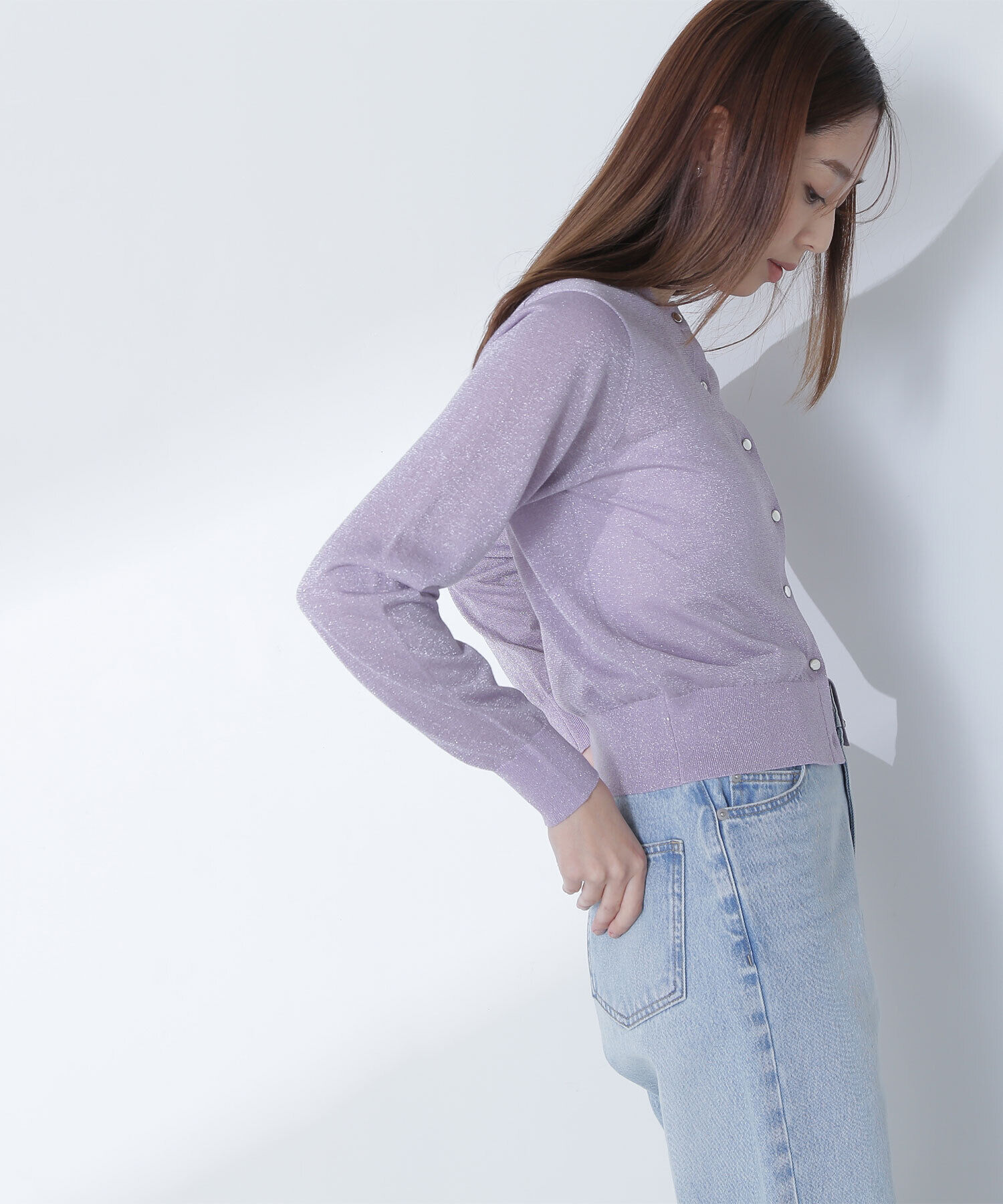  「ラメシアーベーシックカーディガン」|ニット・セーター|