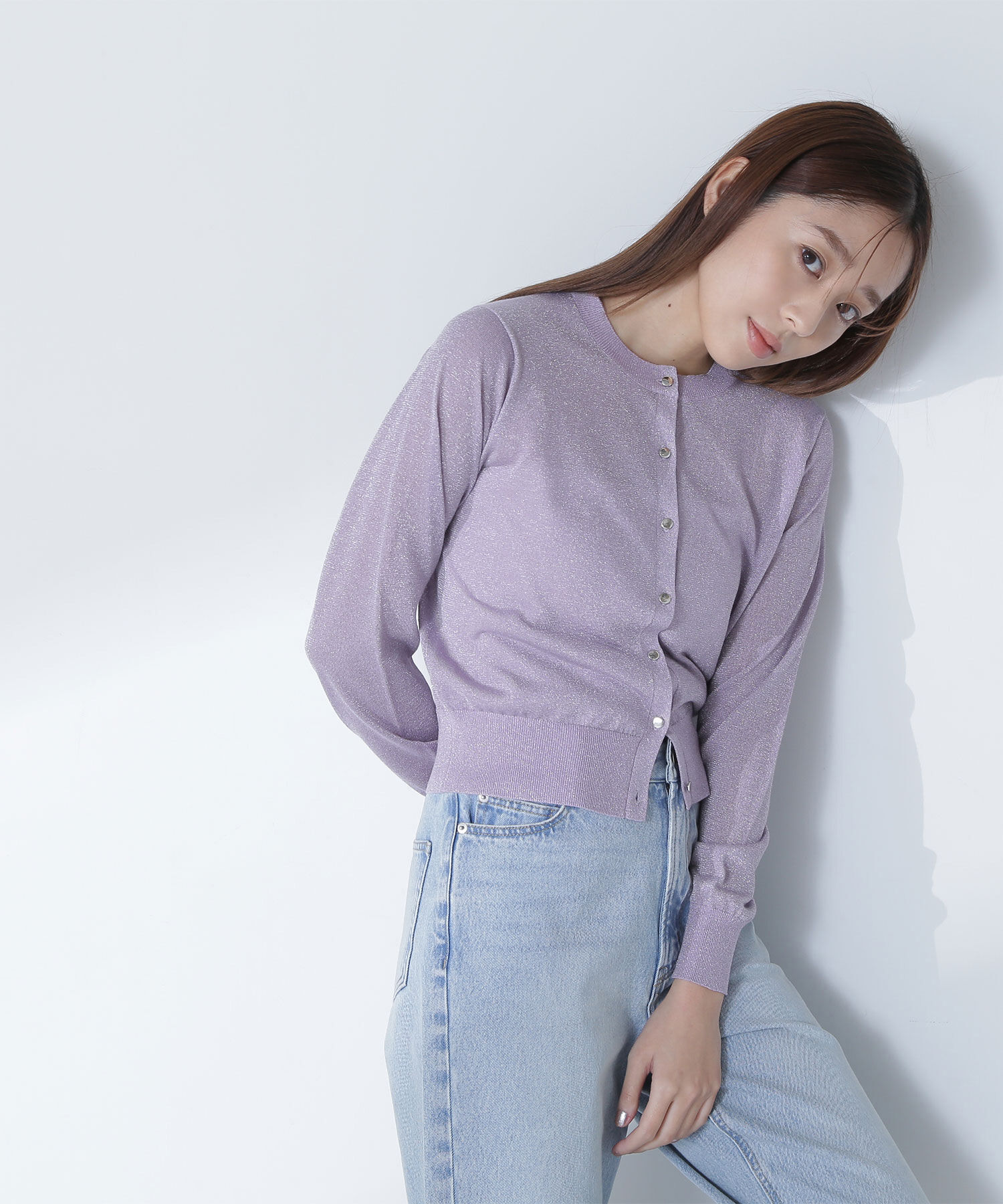  「ラメシアーベーシックカーディガン」|ニット・セーター|