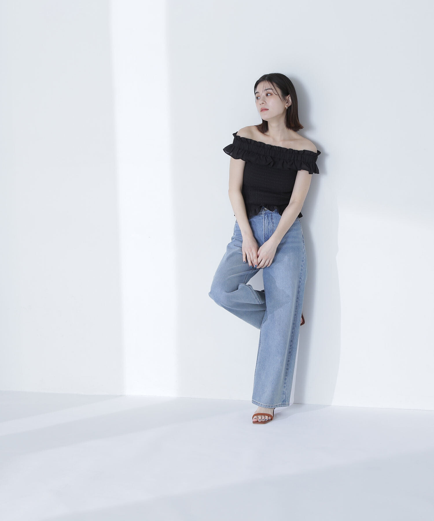  「フリルシャーリングオフショルブラウス」|シャツ・ブラウス|