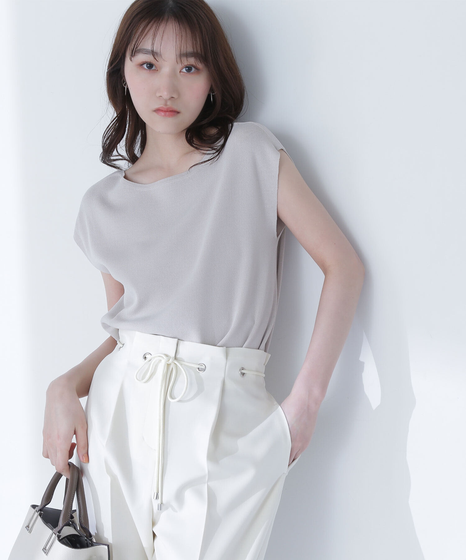  「総針ベーシックシリーズ ボートネックニット」|ニット・セーター|ベージュ