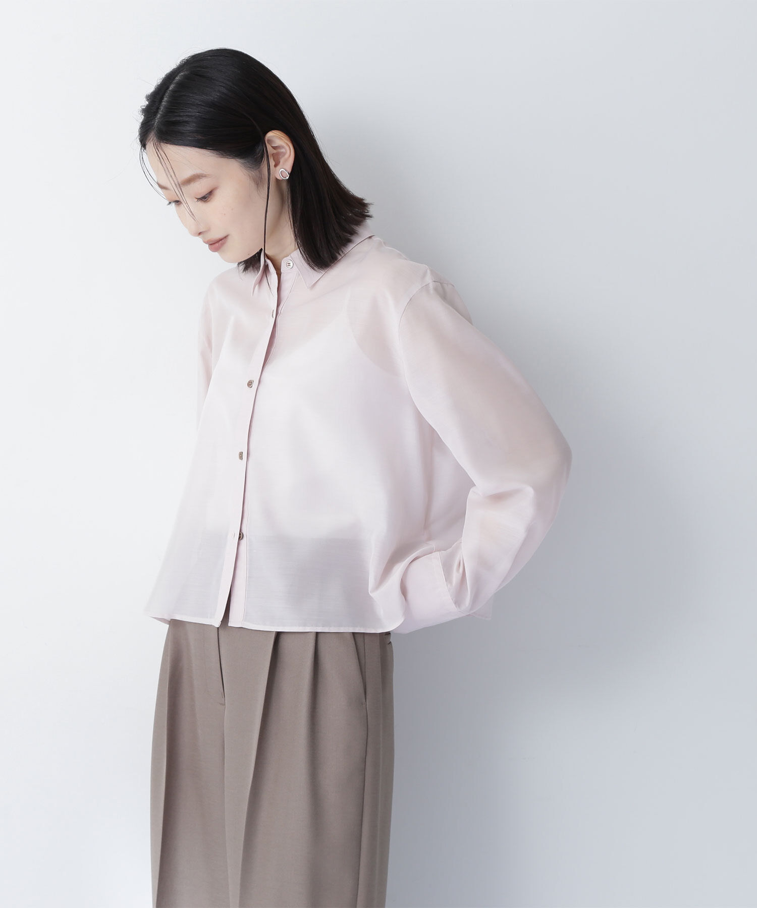  「シアーシャツシリーズ クロップド丈」|シャツ・ブラウス|ピンクベージ
