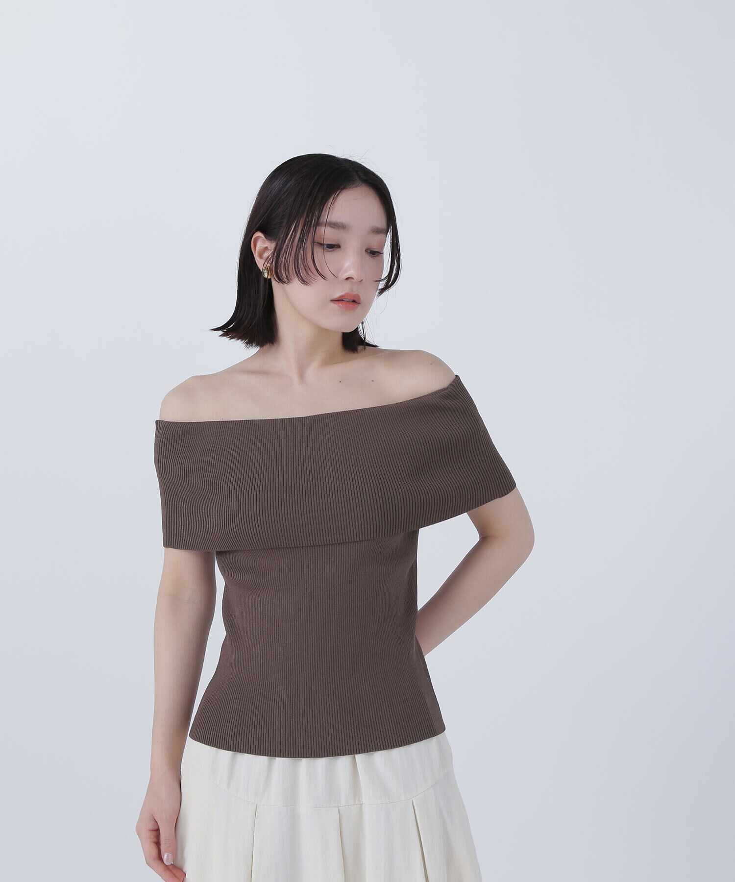  「オフショルリブニット」|ニット・セーター|