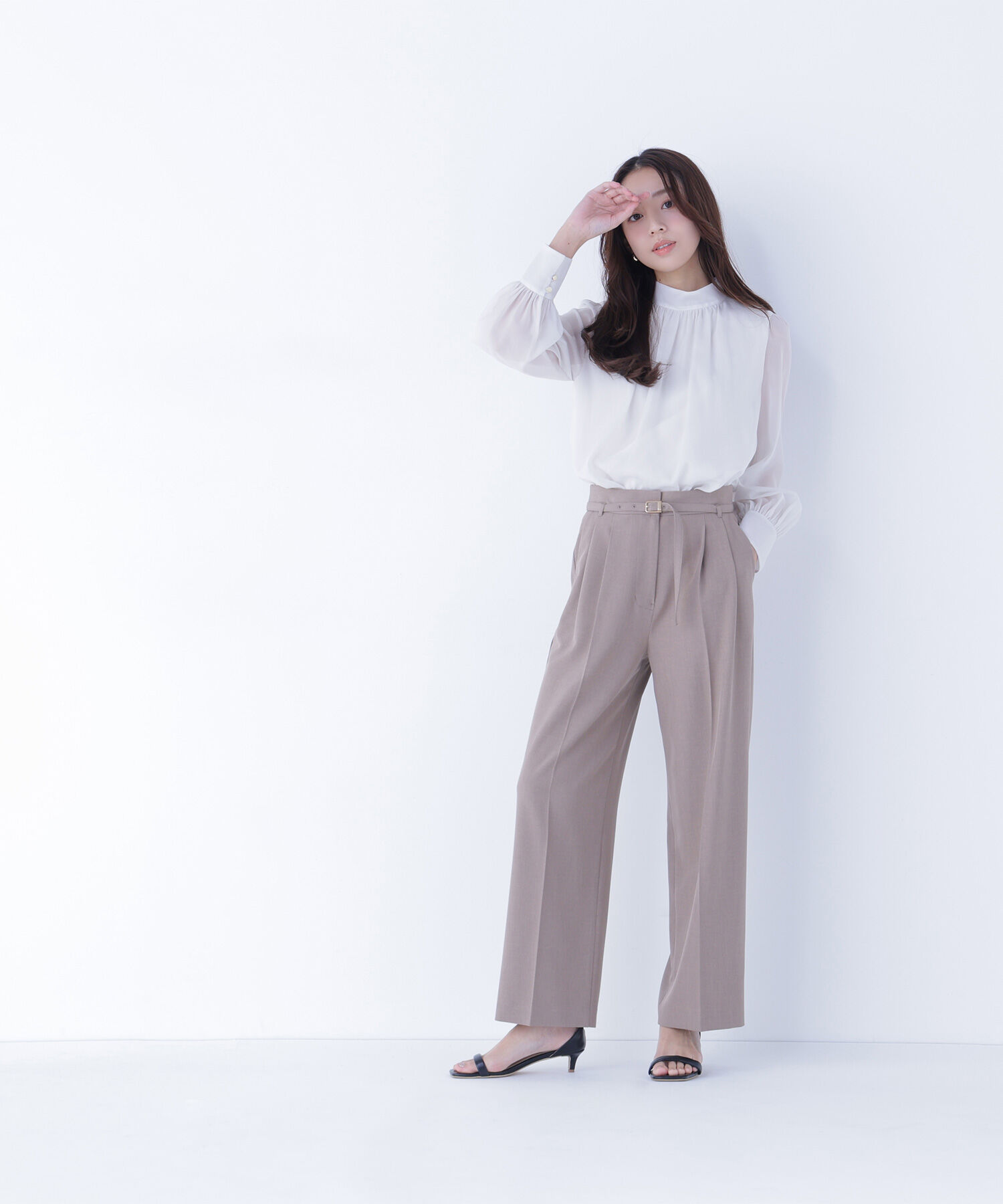  「ハイネックボリュームシアーブラウス」|シャツ・ブラウス|