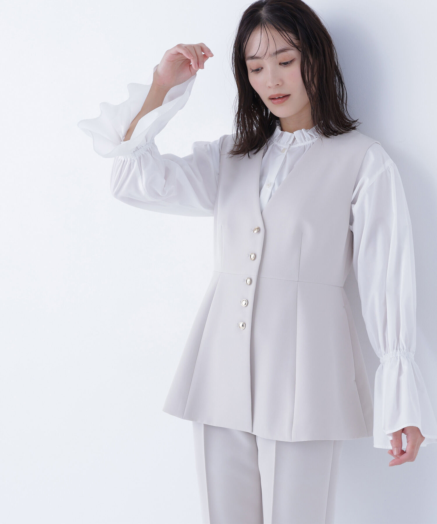  「フロントボタンペプラムジレ SETUP」|ブルゾン・スタジャン|