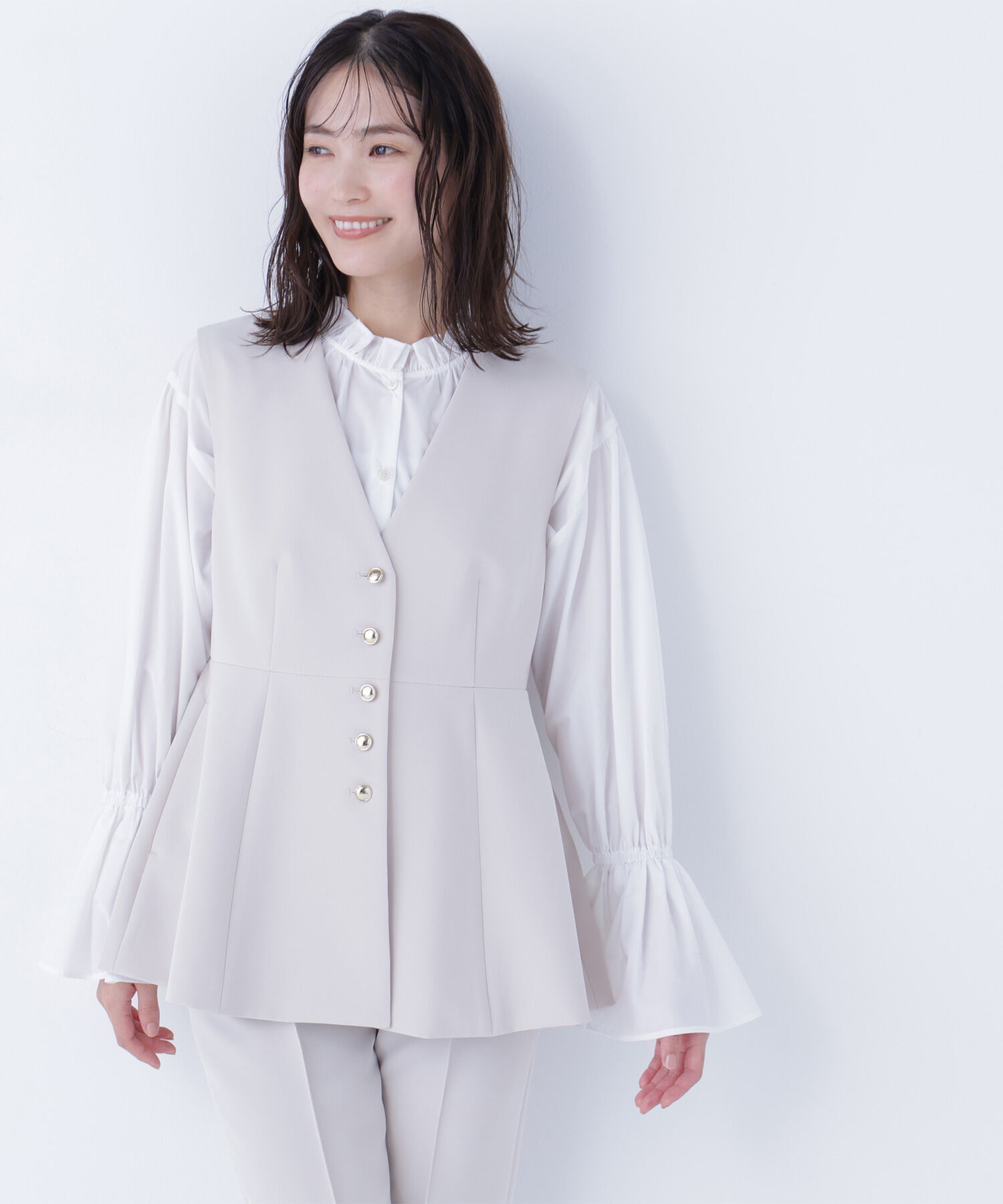  「フロントボタンペプラムジレ SETUP」|ブルゾン・スタジャン|