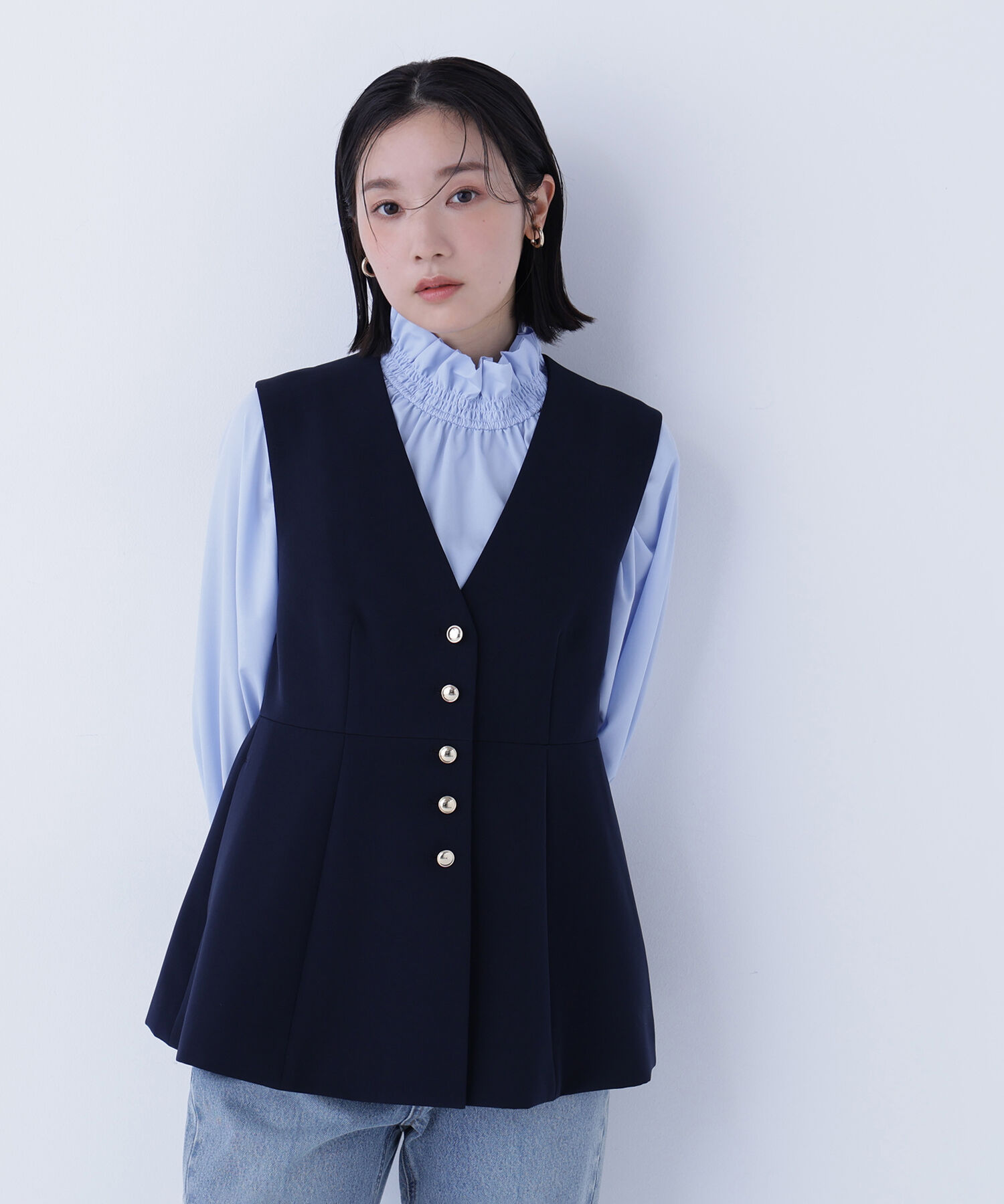  「フロントボタンペプラムジレ SETUP」|ブルゾン・スタジャン|