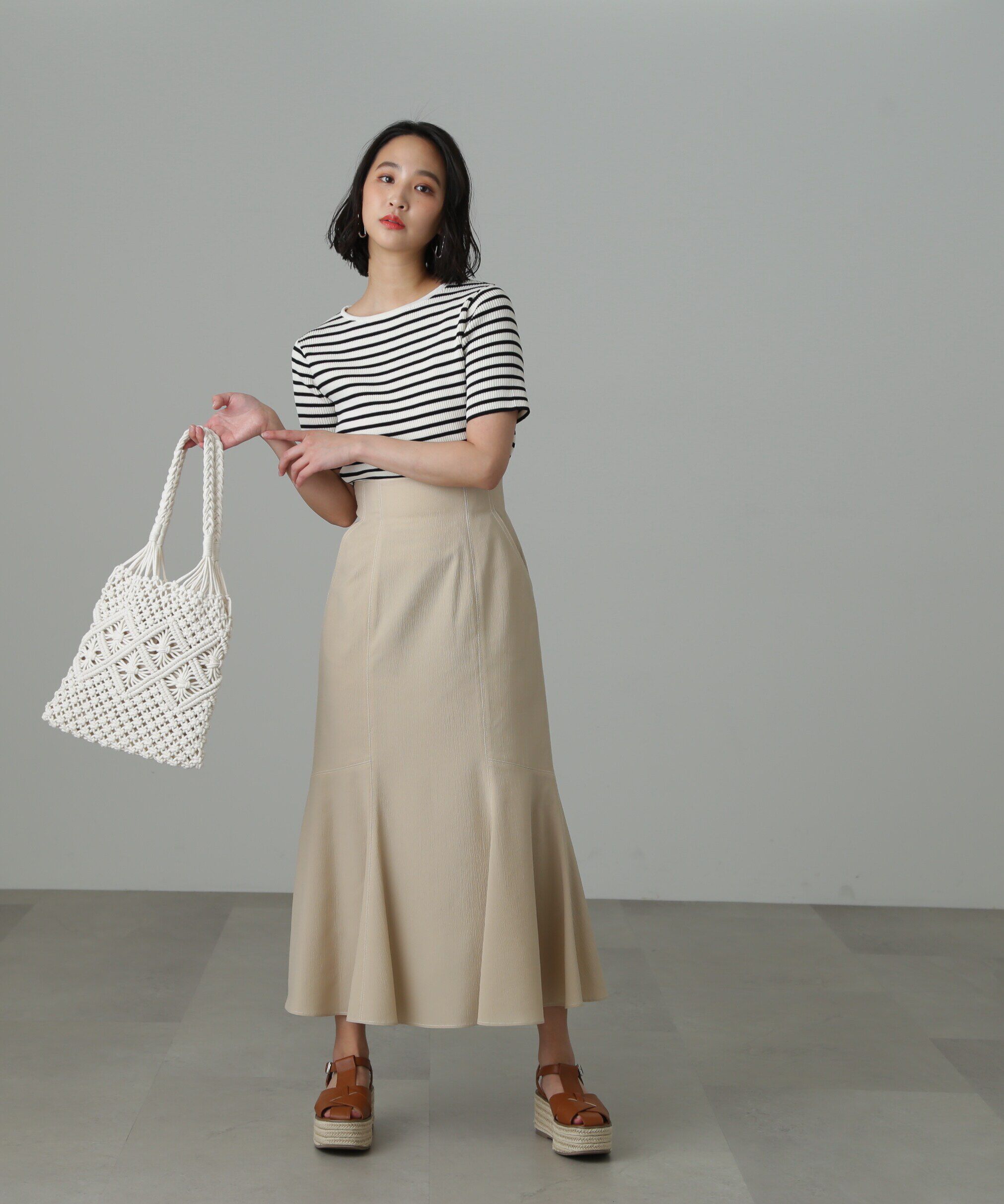  「[Sシリーズ対応商品]配色ステッチマーメイドスカート」|スカート|