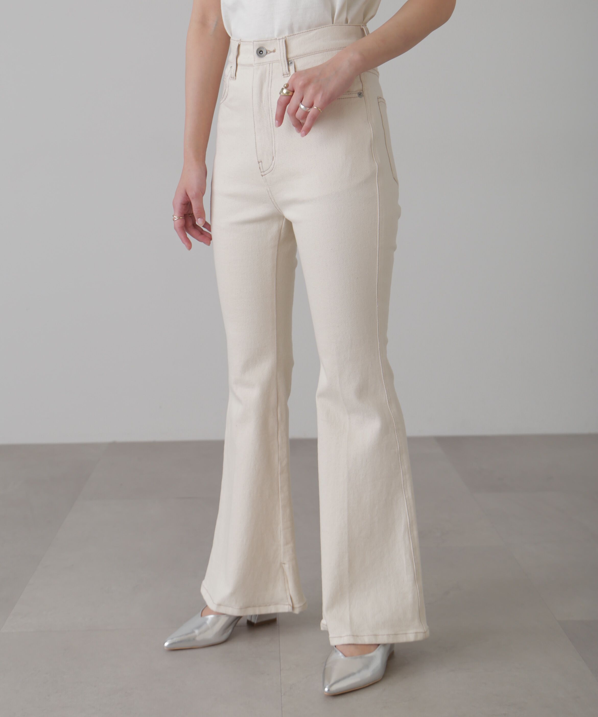  「[低身長サイズ/Sシリーズ]内スリットベルボトムデニムパンツ」|その他|