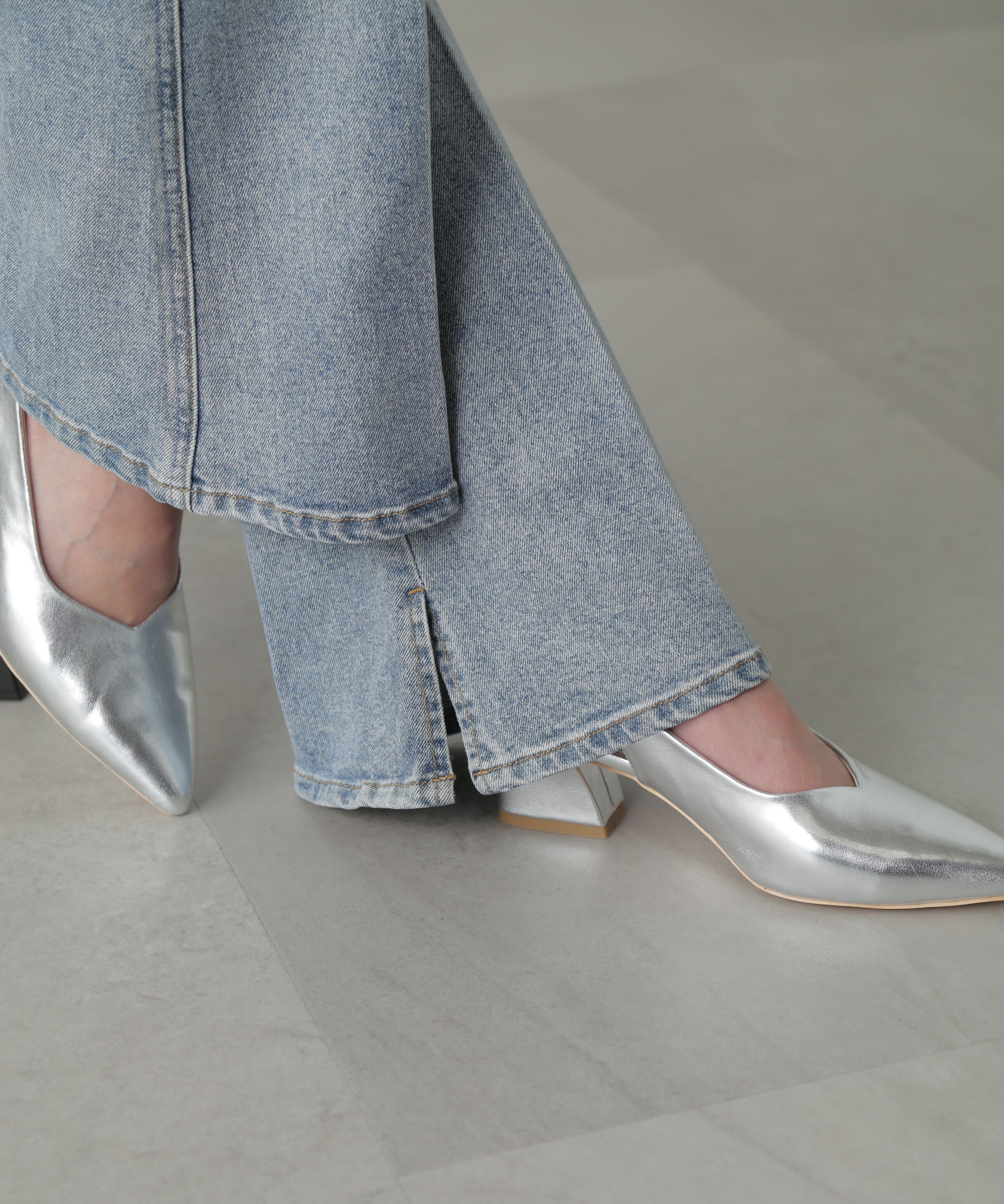  「[低身長サイズ/Sシリーズ]内スリットベルボトムデニムパンツ」|その他|