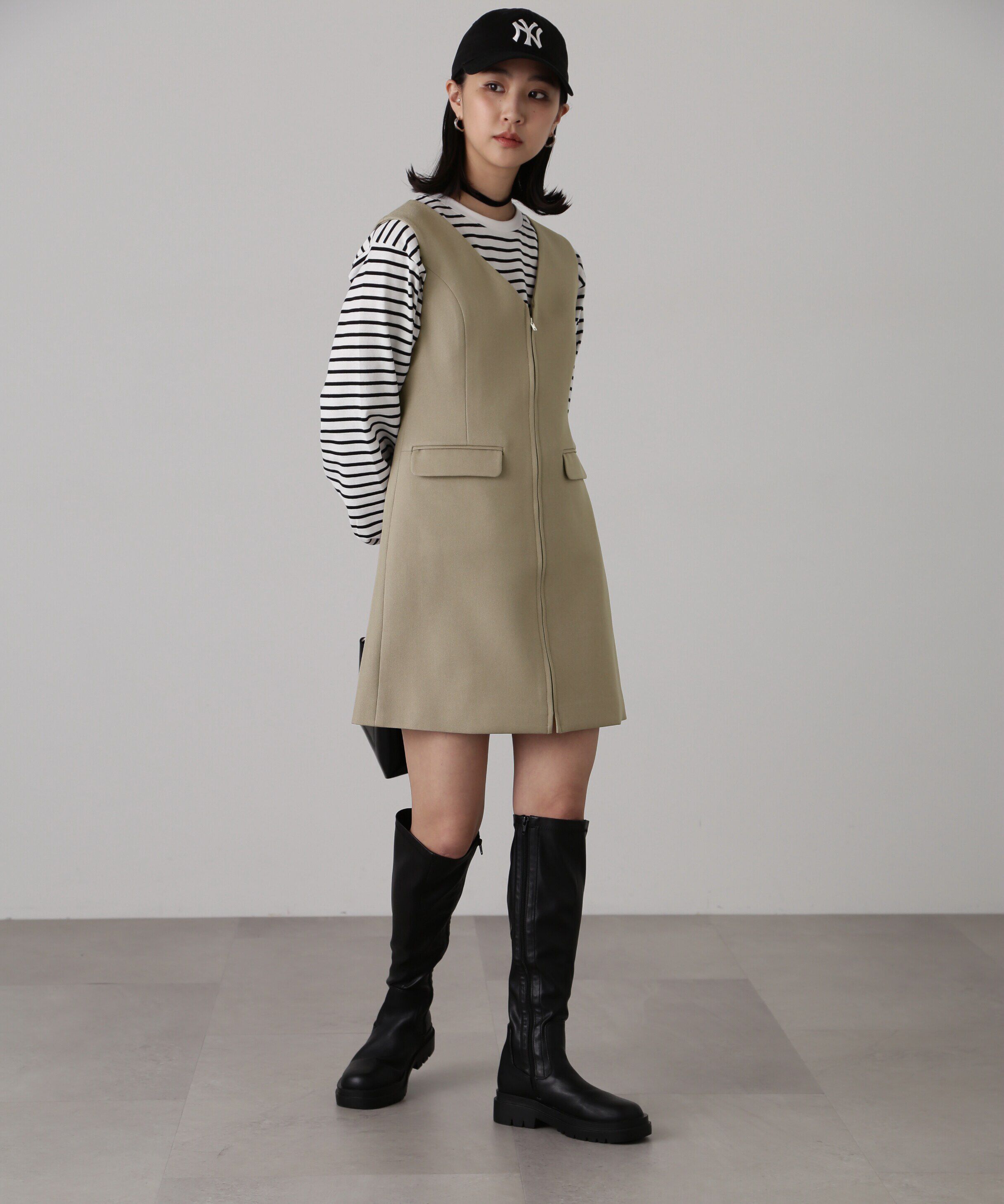  「ジップ使いミニジャンスカ」|ワンピース|