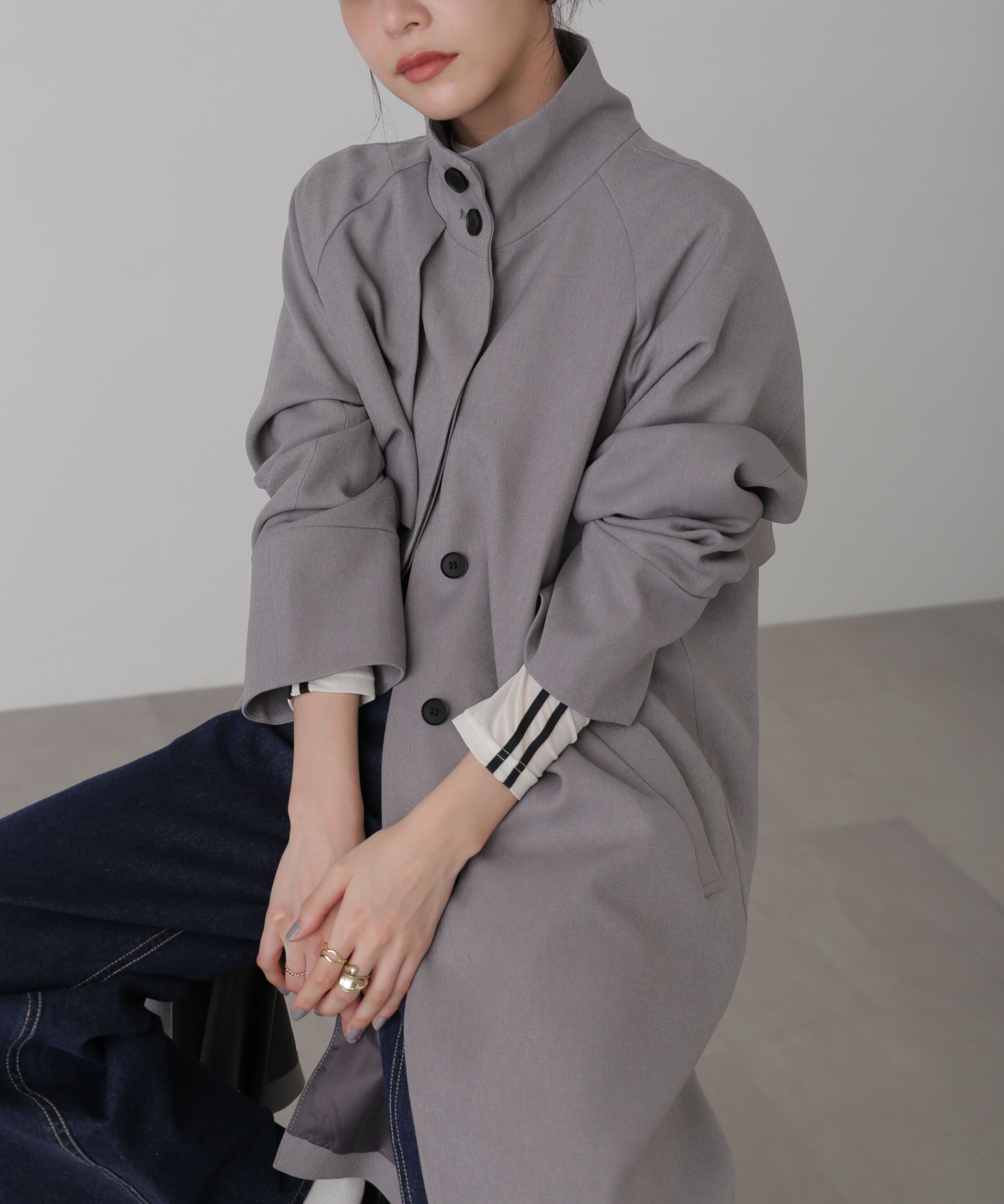  「ポリエステルツイルスタンドネックコート」|その他|