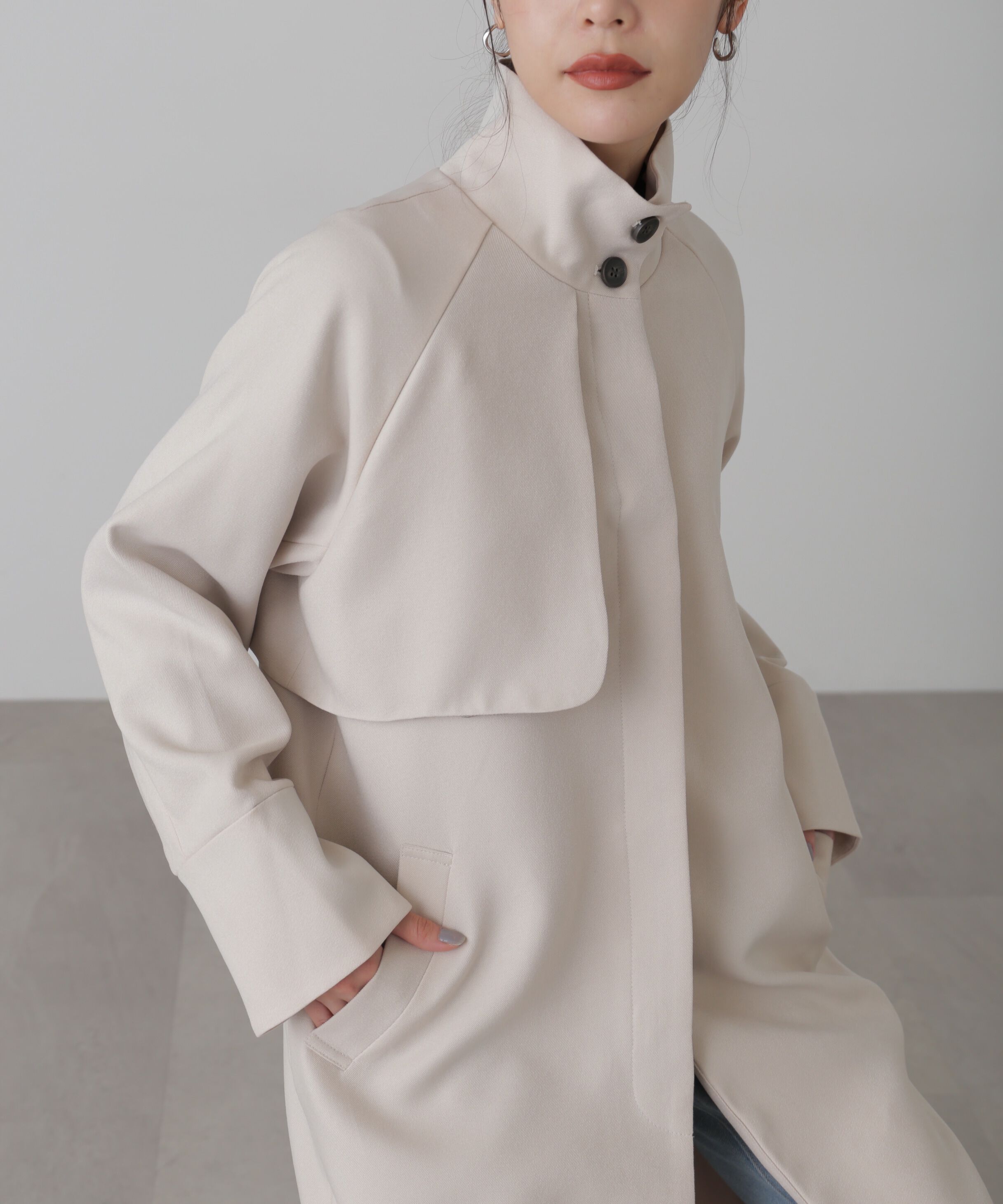  「ポリエステルツイルスタンドネックコート」|その他|