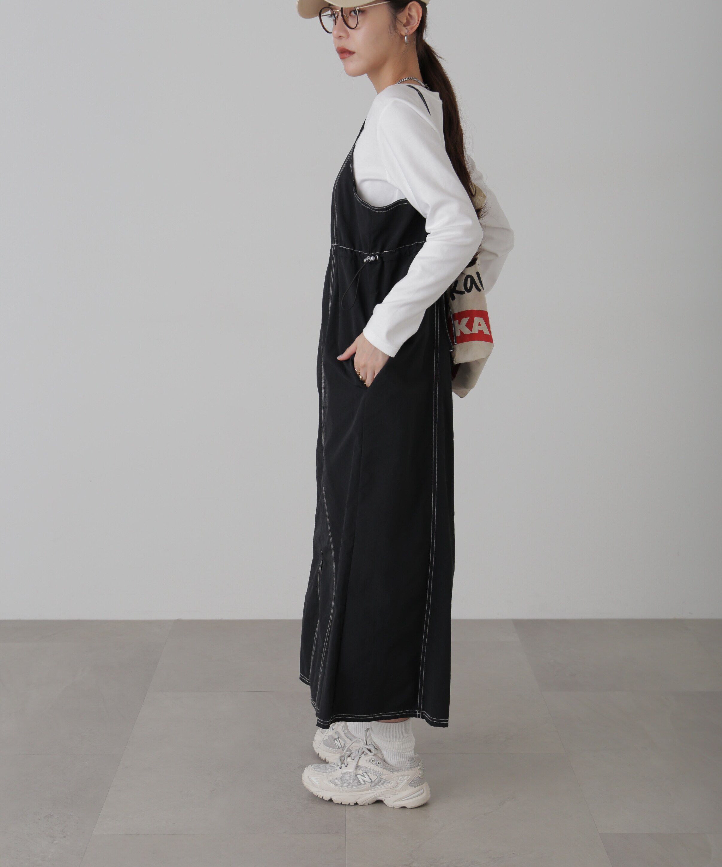  「配色ステッチナイロンキャミワンピース」|ワンピース|