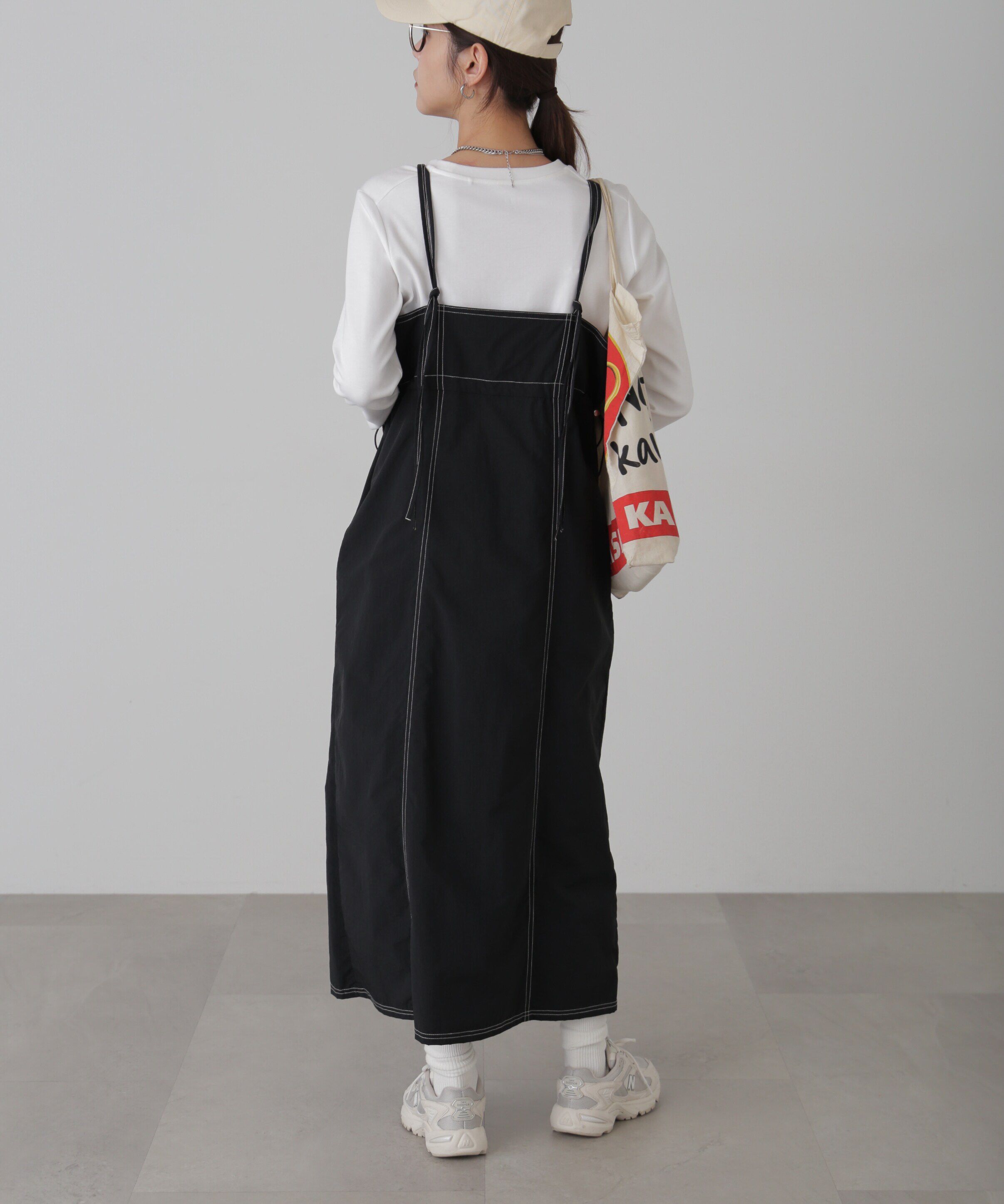  「配色ステッチナイロンキャミワンピース」|ワンピース|