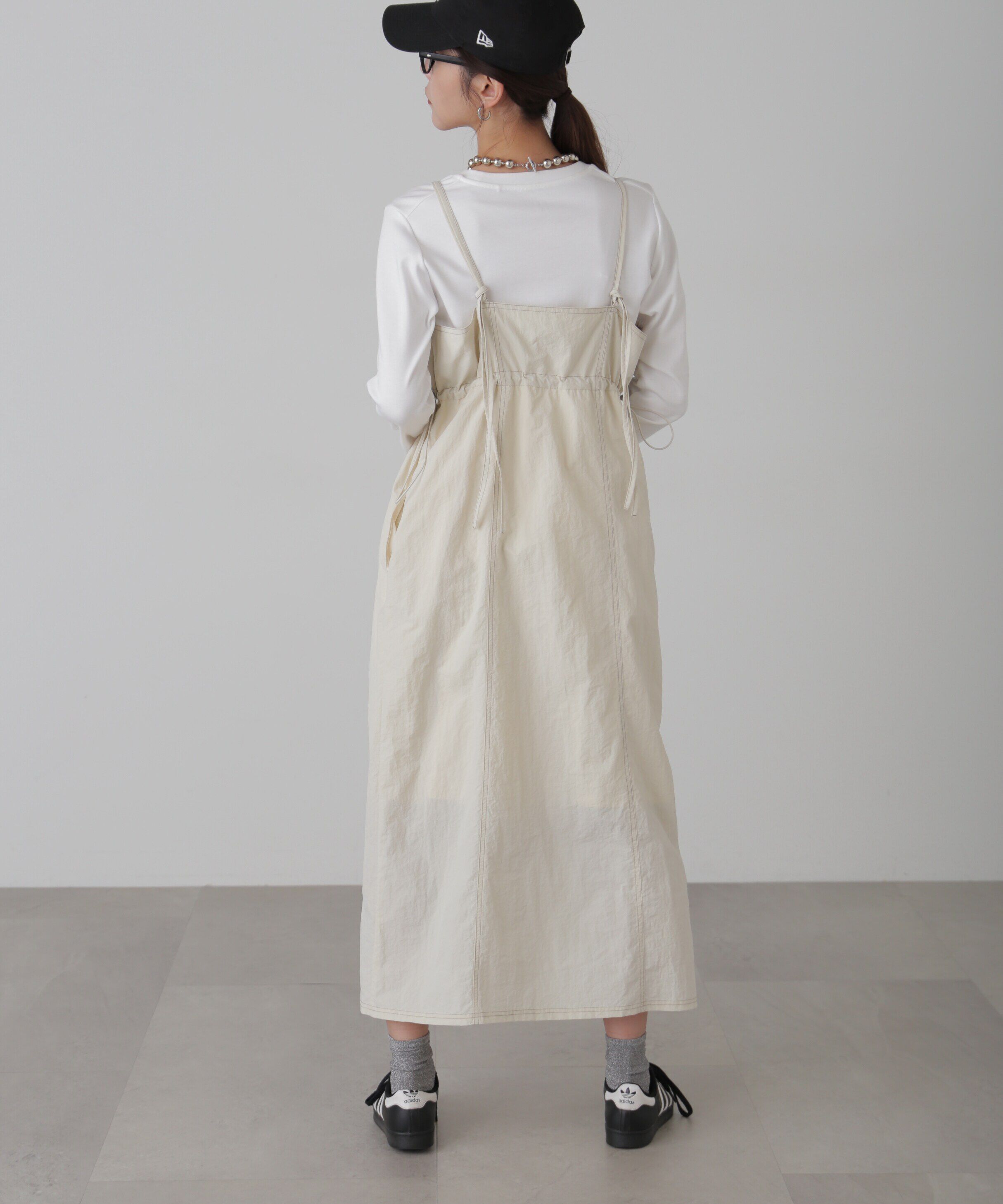  「配色ステッチナイロンキャミワンピース」|ワンピース|