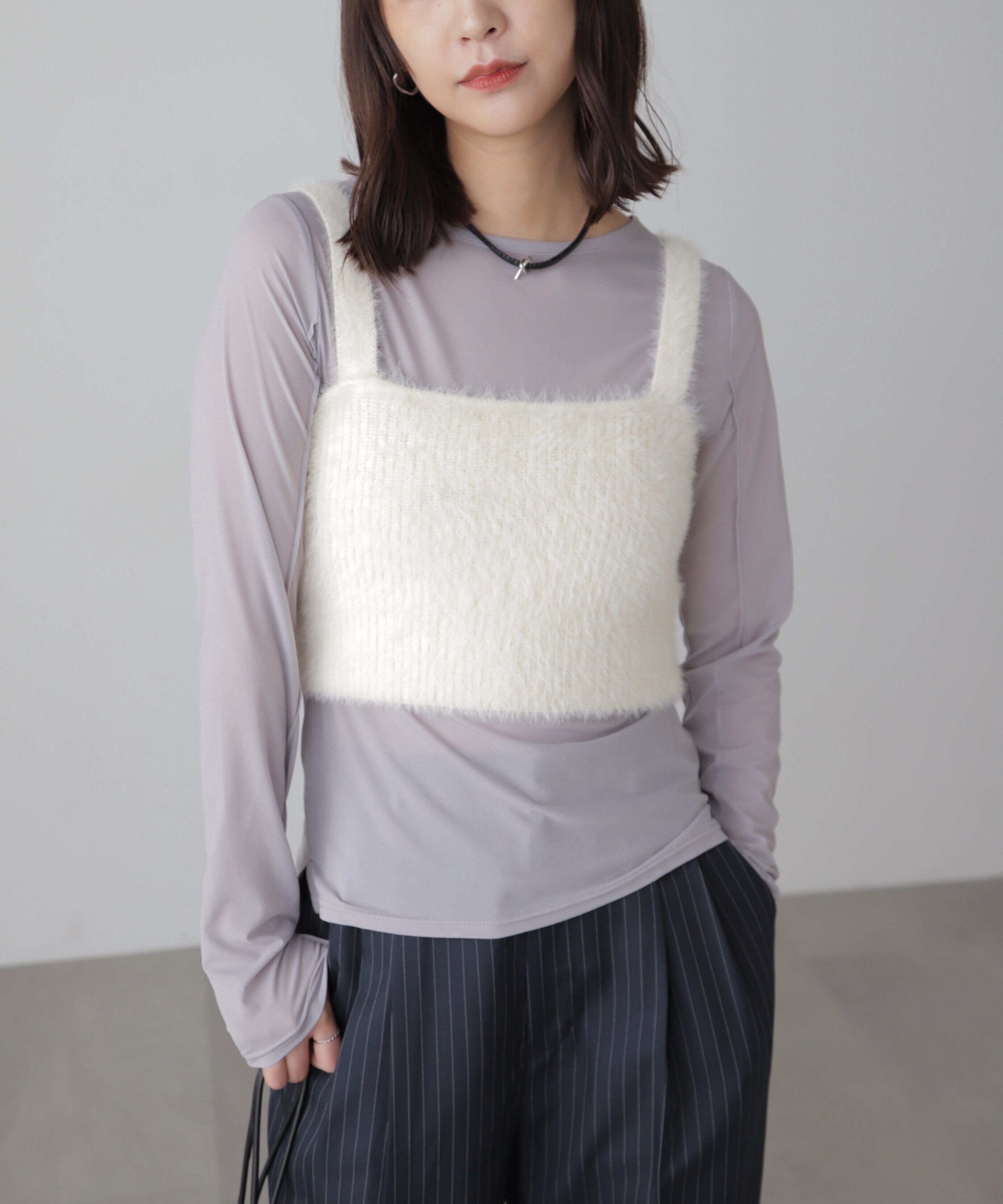  「シャギービスチェ」|ニット・セーター|ホワイト