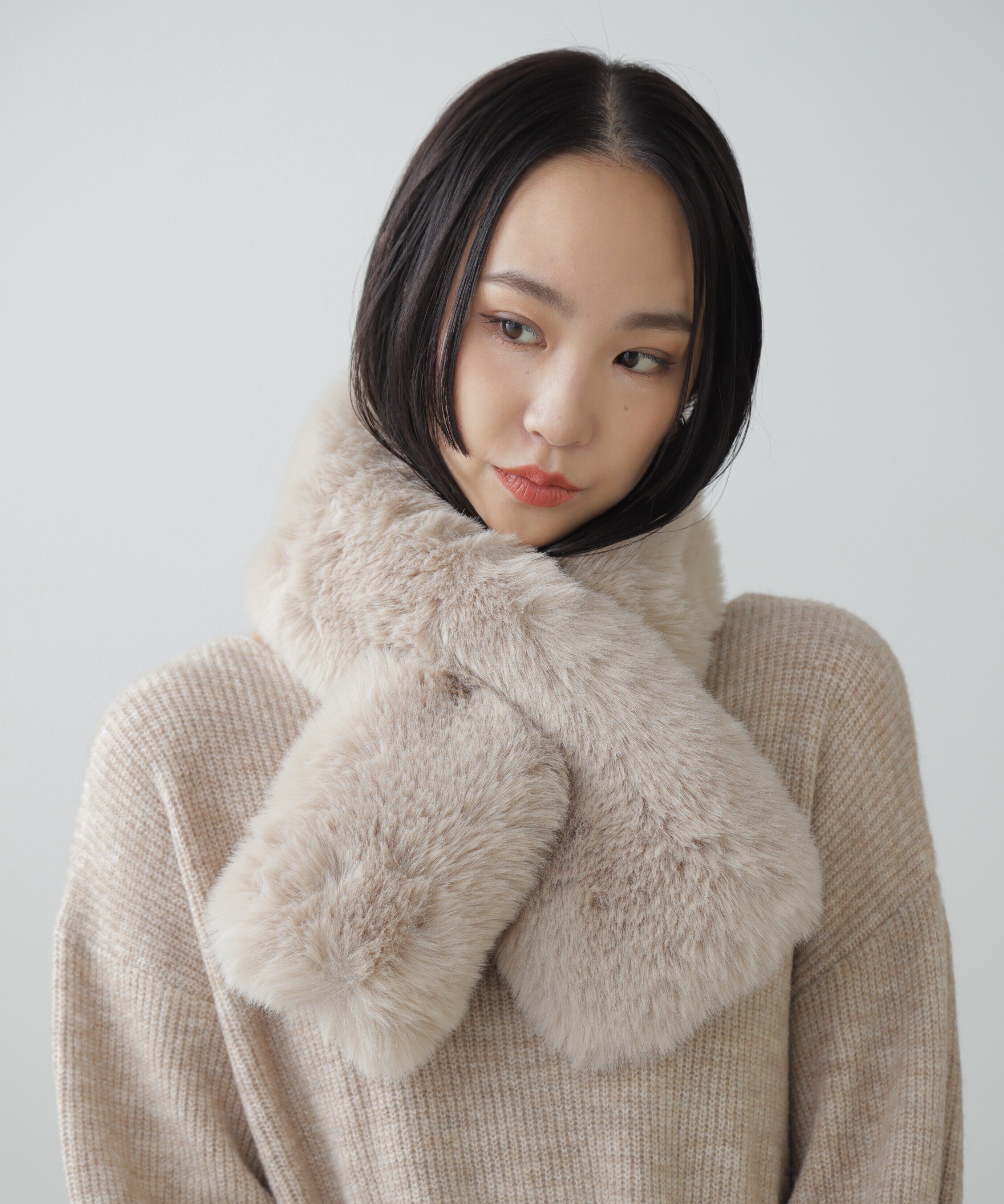  「フェイクファーティペット」|ソックス|ホワイト