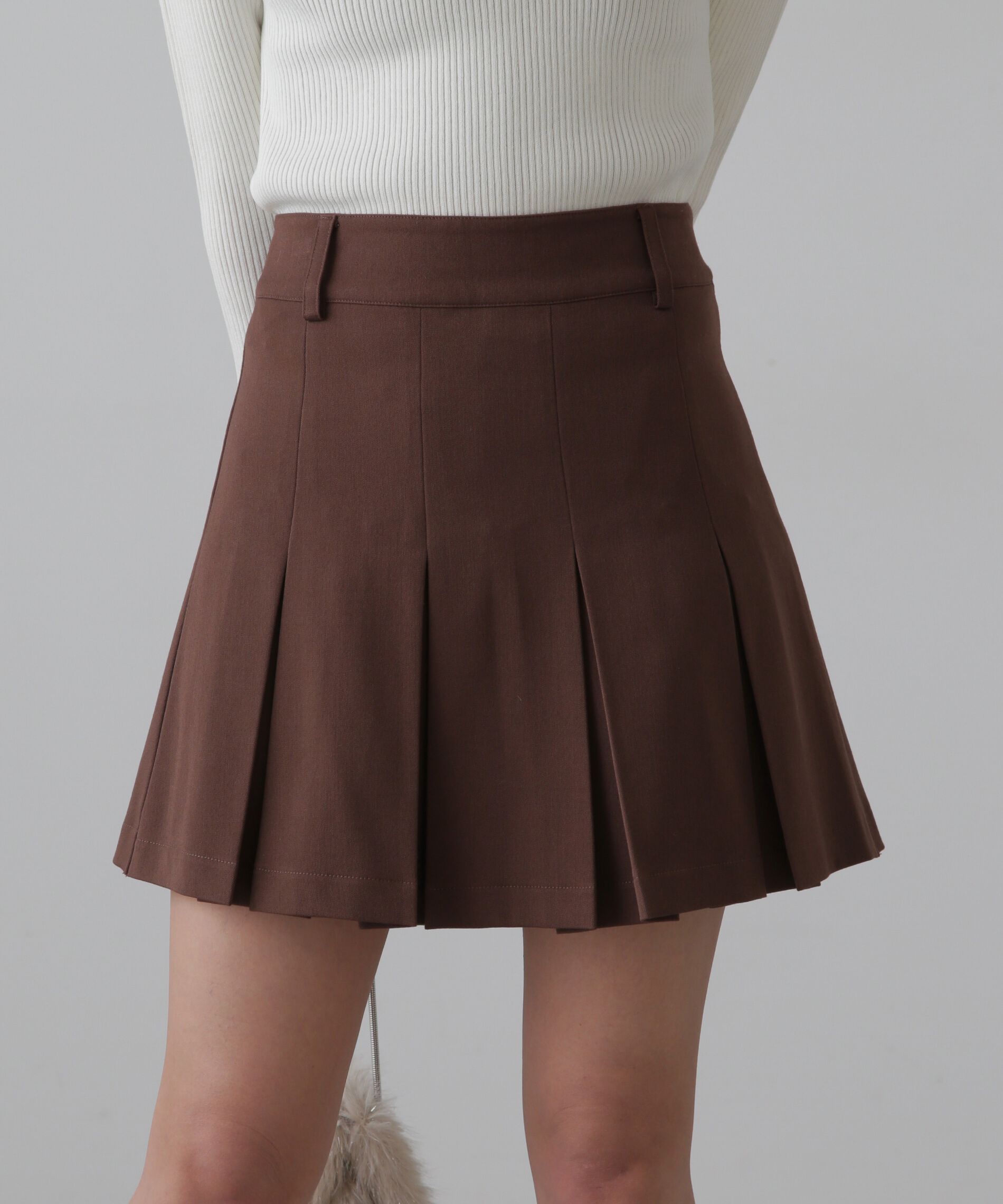  「インナーパンツ付プリーツミニスカート」|スカート|ブラウン