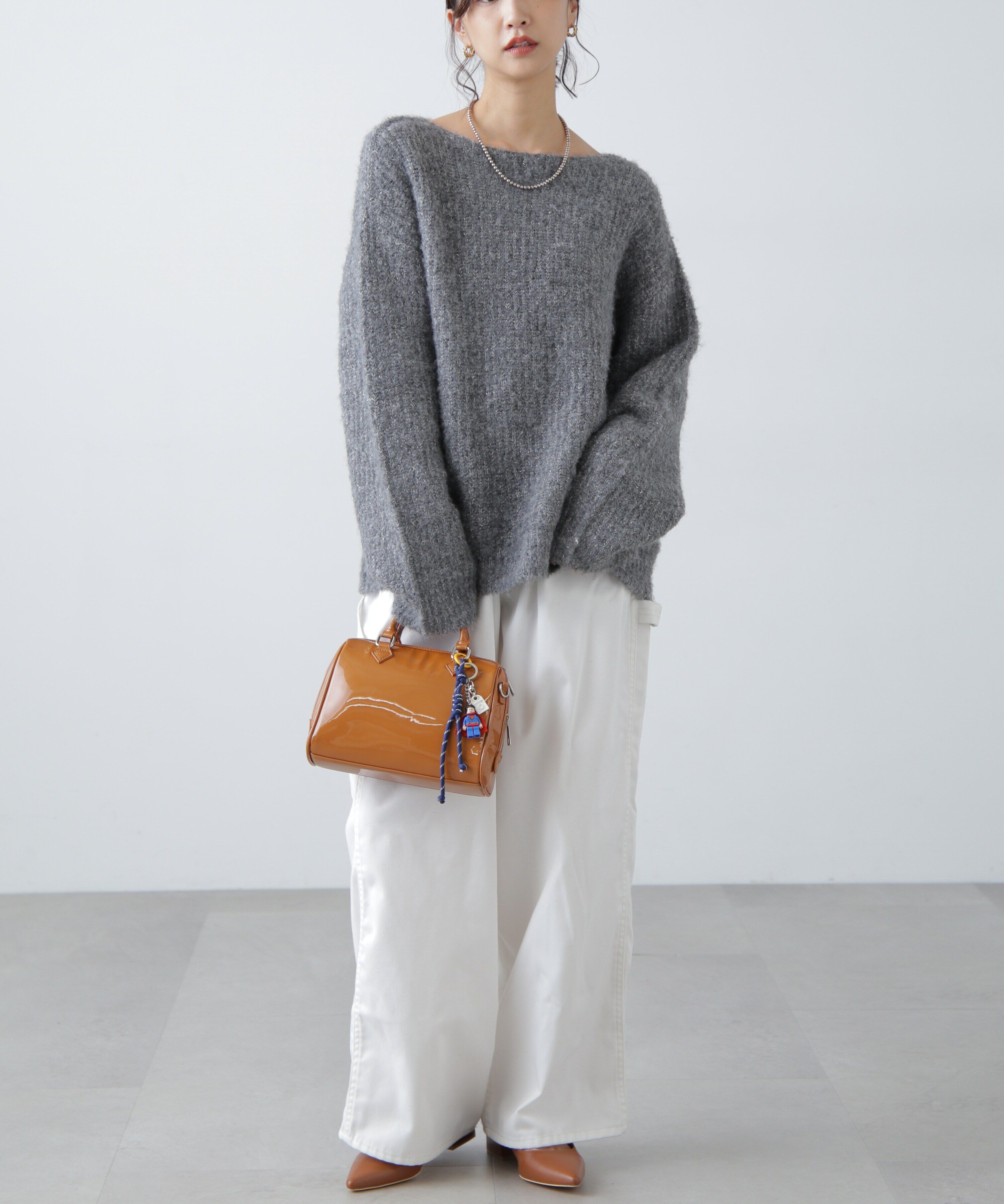  「ラメミックスブークレー畦ニット」|ニット・セーター|