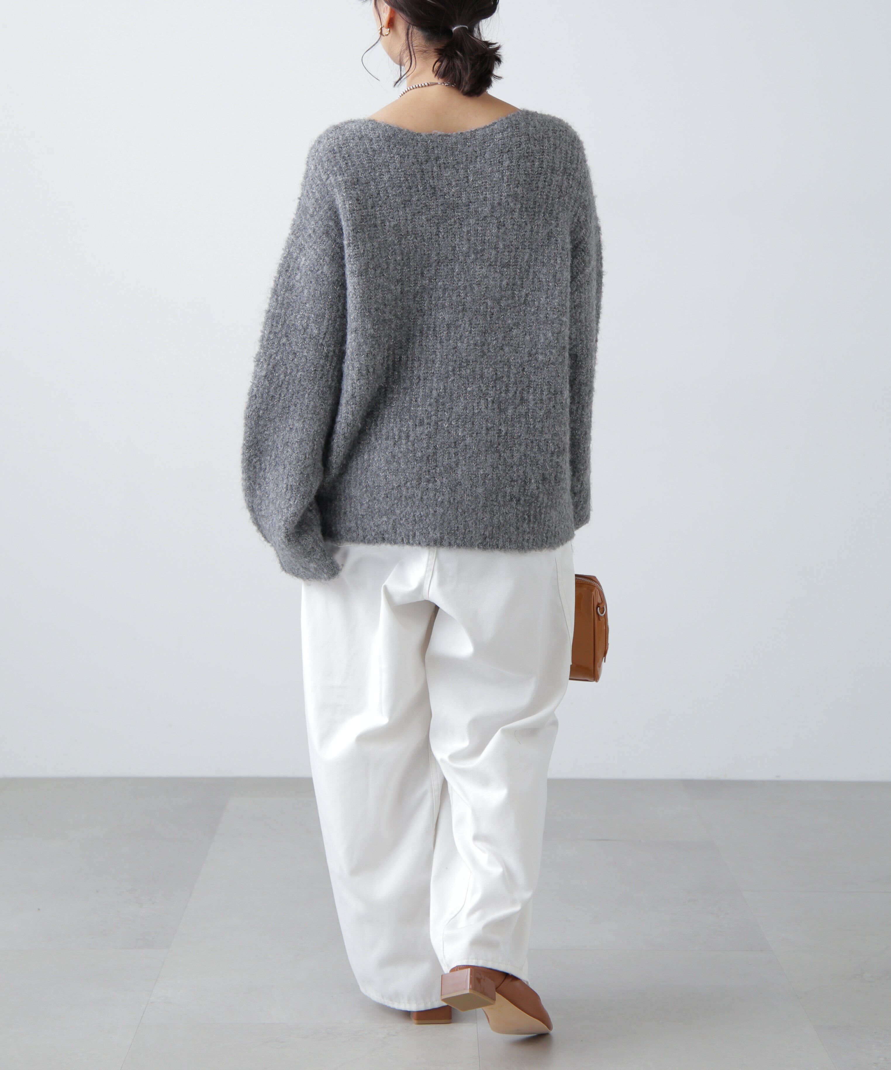  「ラメミックスブークレー畦ニット」|ニット・セーター|