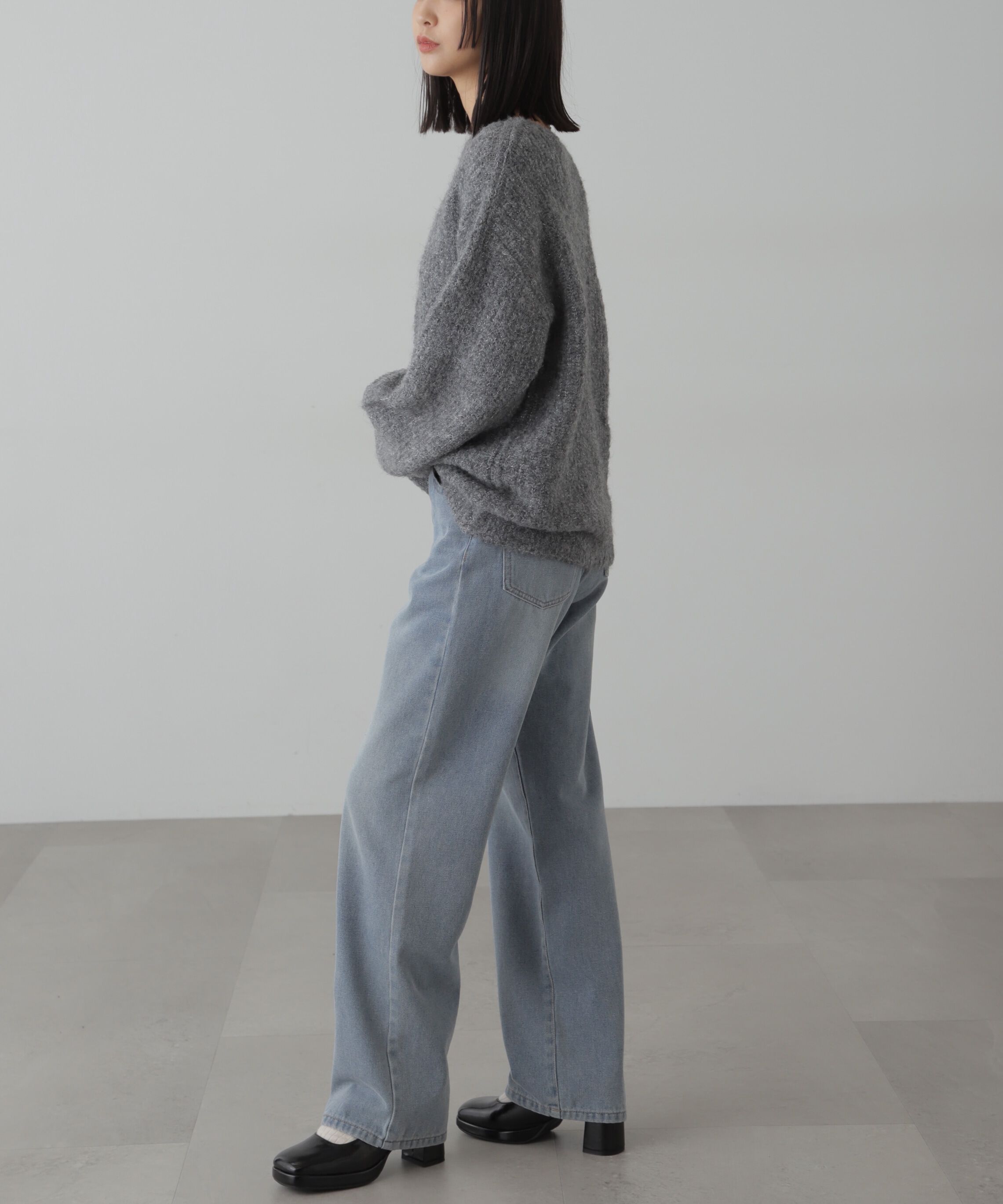  「ラメミックスブークレー畦ニット」|ニット・セーター|